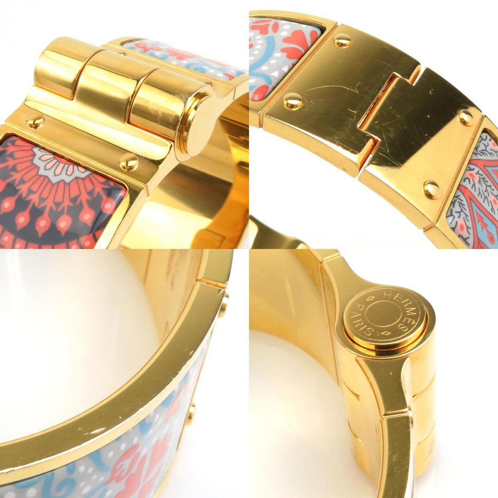 Bracelet Enamel and Metal Blue Gold Pink