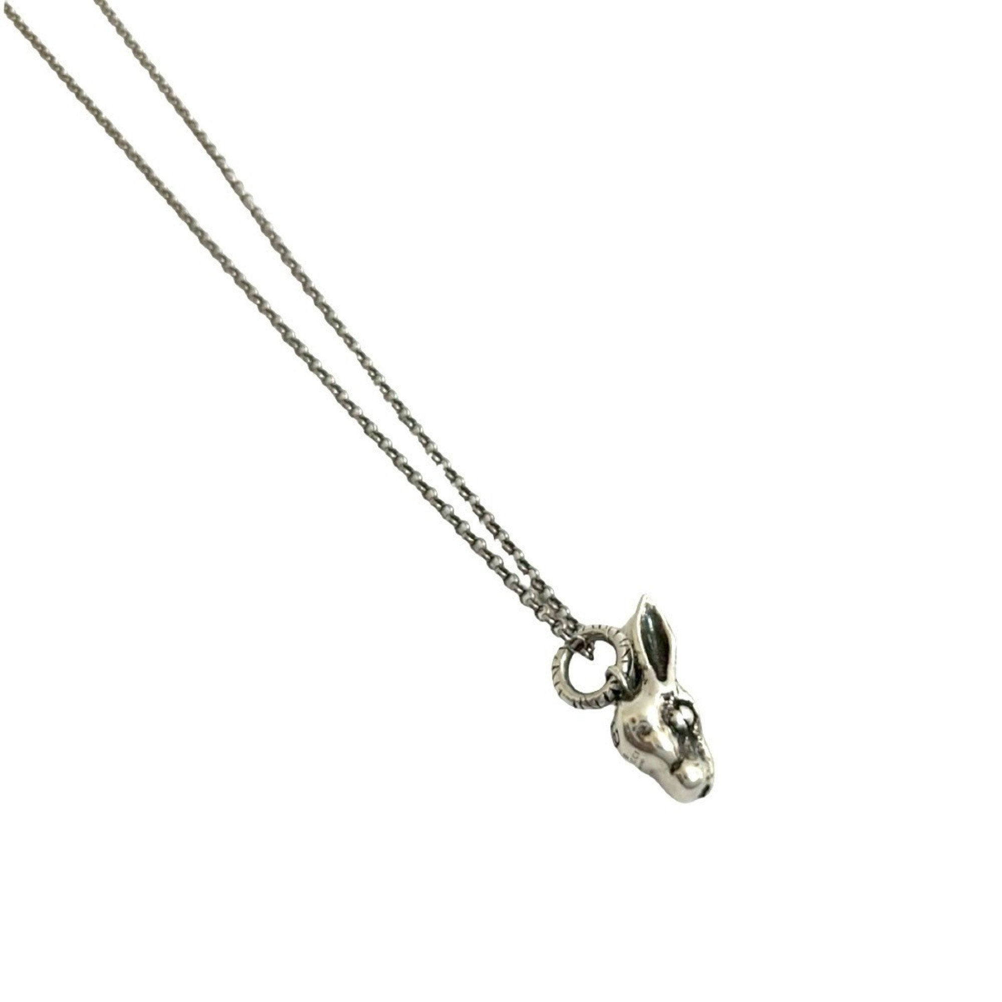 Anger Forest Rabbit Head Pendant Necklace Sterling Silver