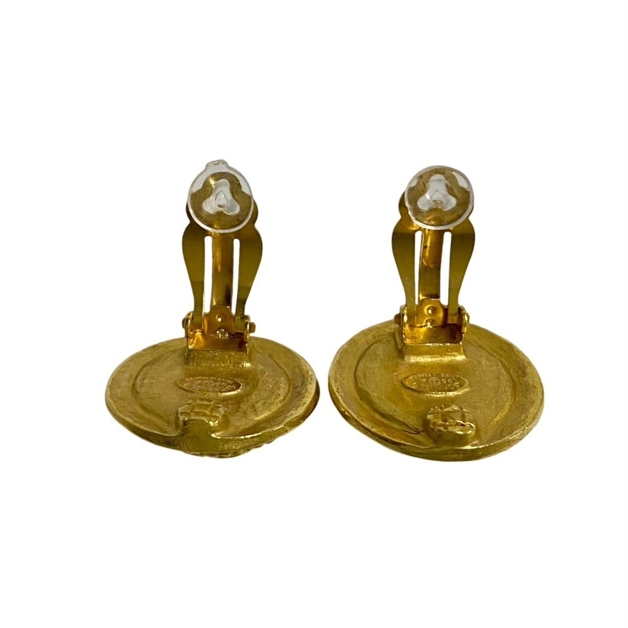 CC Logo Clip-On Earrings Metal Gold-Tone Metal