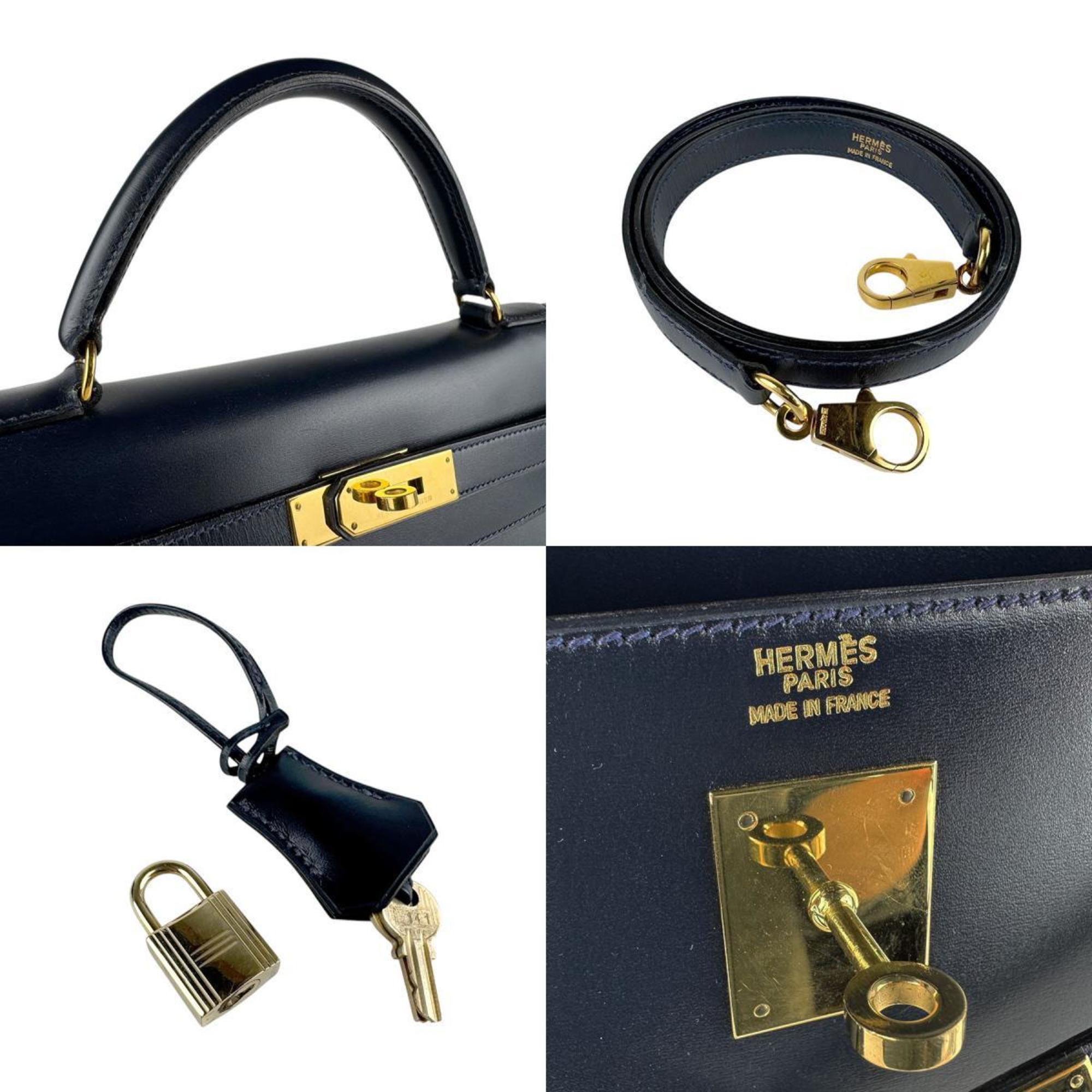 Kelly Handbag Black Box Calf with Gold Hardware 32