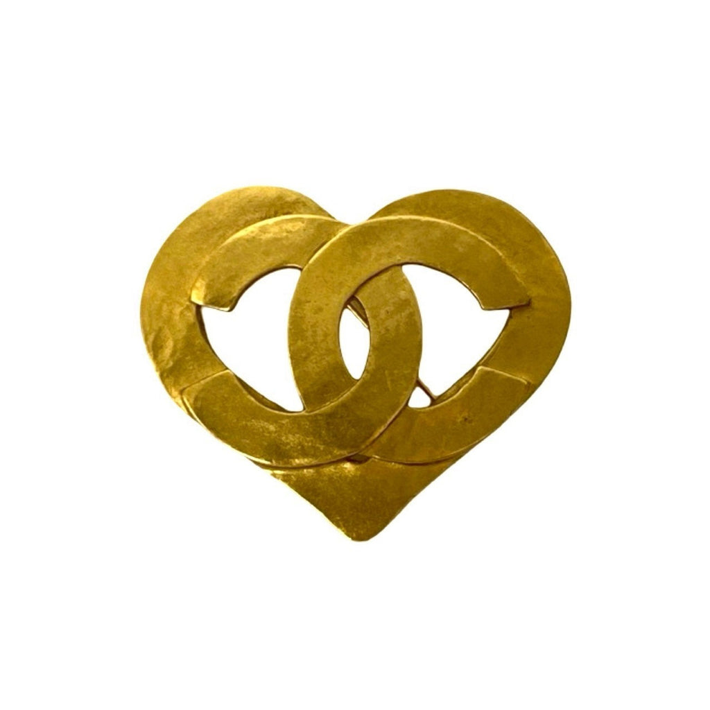 CC Logo Heart Brooch Metal