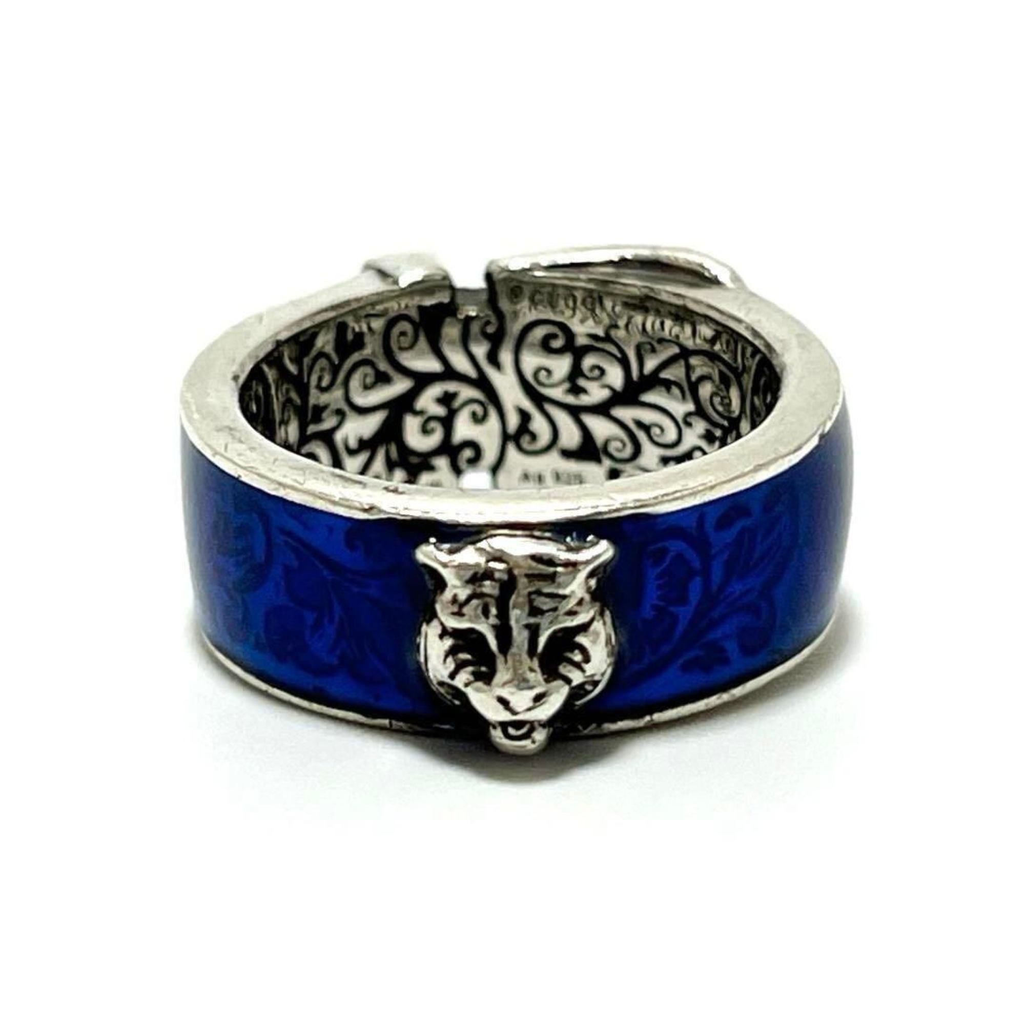 Tiger Head Garden Ring Enamel and Sterling Silver