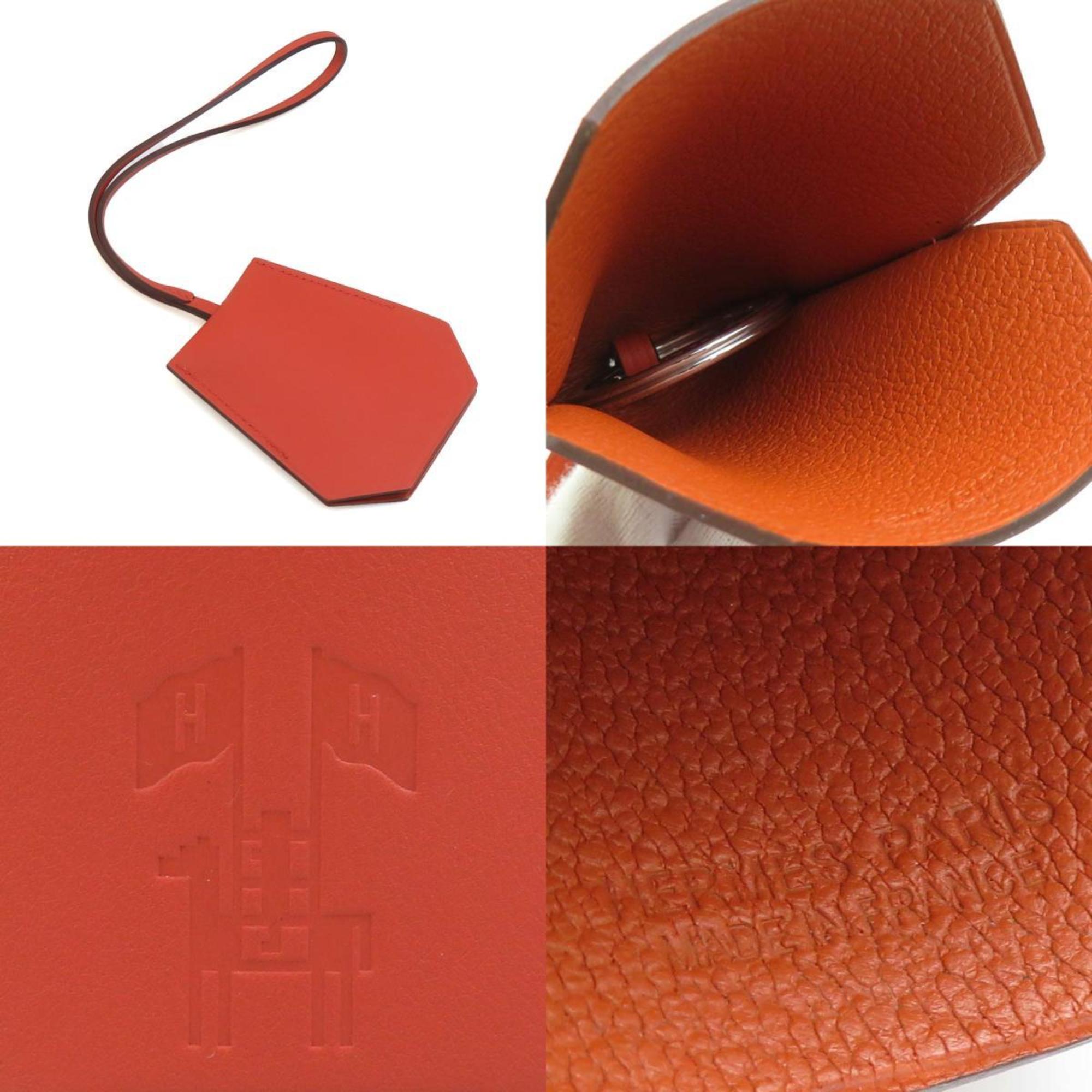 Charm Leather and Metal Brown and Orange Handbag Charm