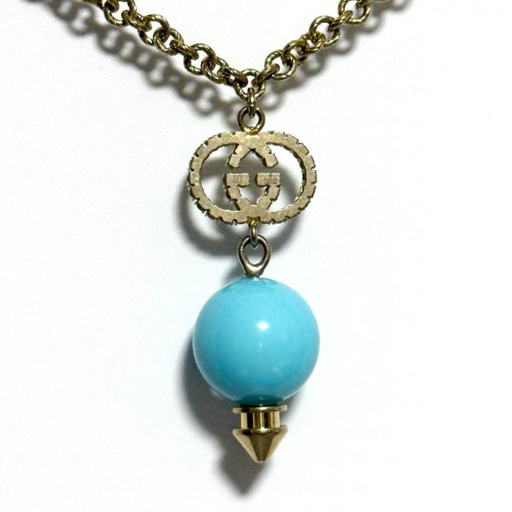 Pendant Necklace Metal and Plastic and Rhinestone