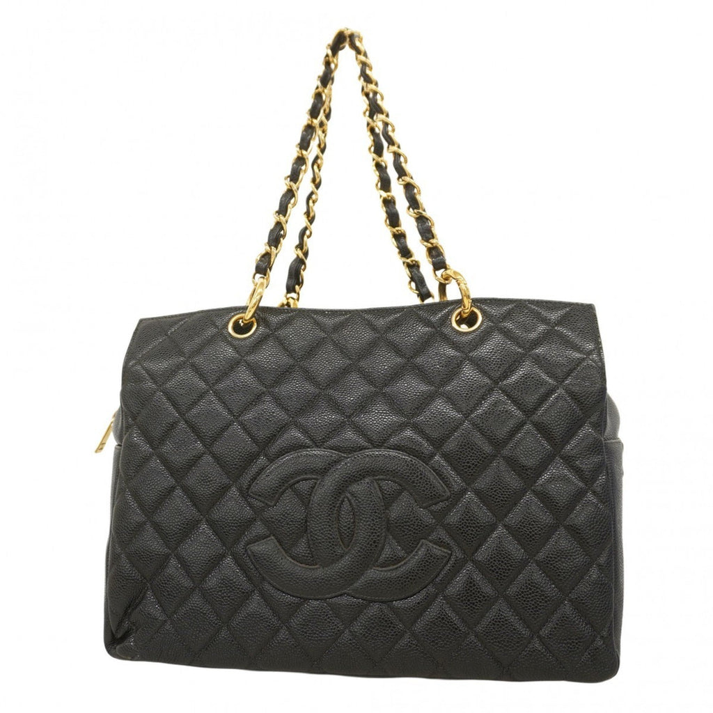 Grand Timeless Shopping Tote Quilted Caviar