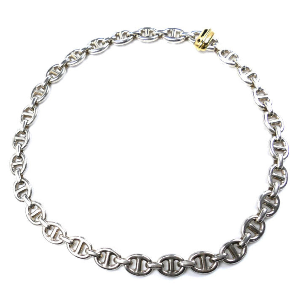 Anchor Chain Pendant Necklace Sterling Silver and 18K Yellow Gold