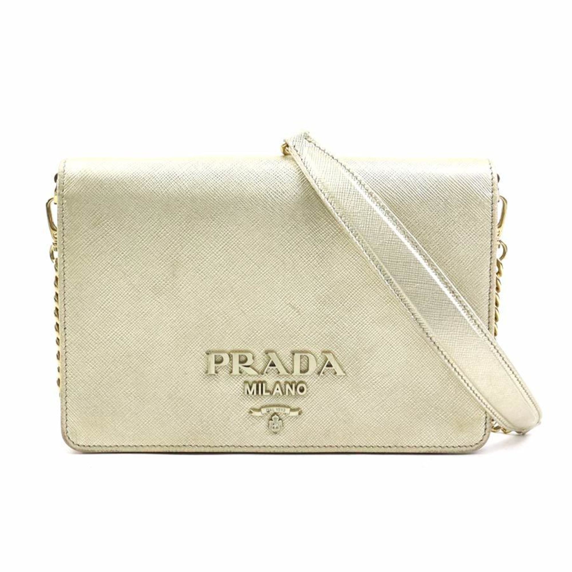 Monochrome Chain Flap Bag Saffiano Leather Small