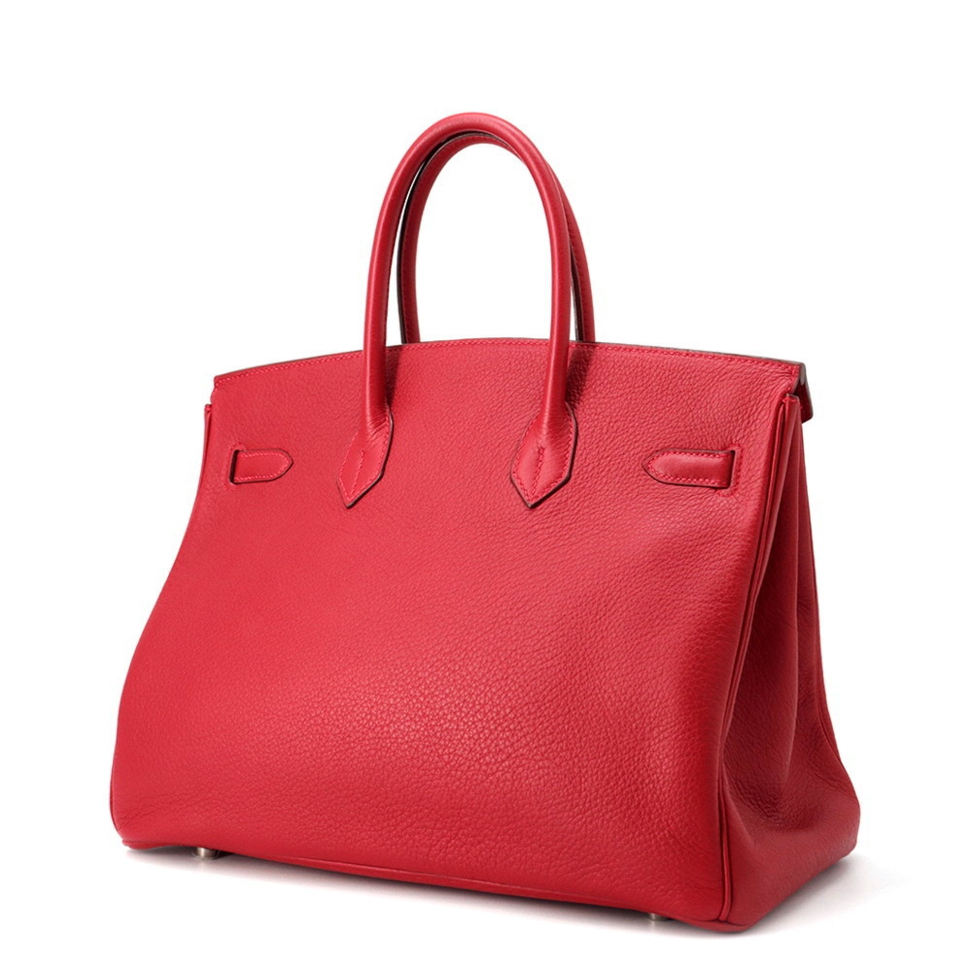 Birkin Handbag Red Clemence with Palladium Hardware 35