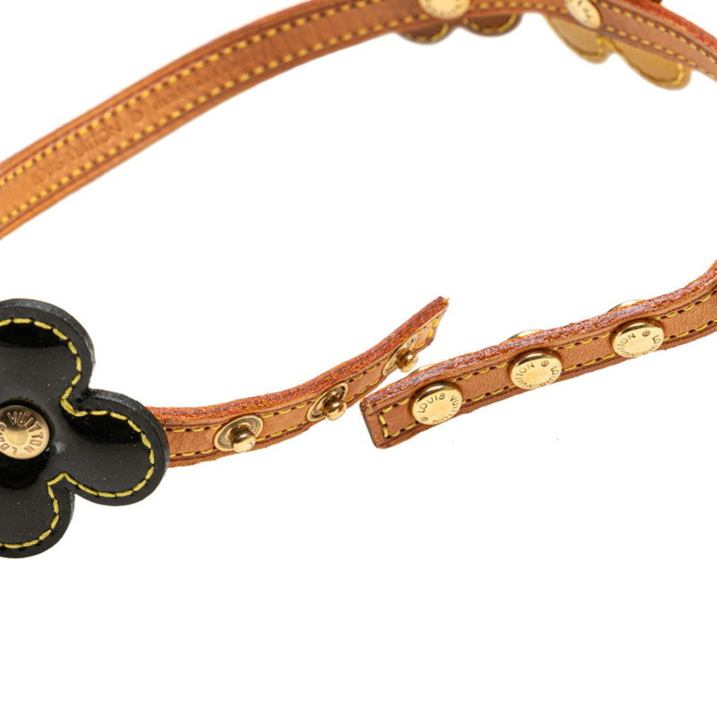 Flower Lexington Necklace Enamel and Leather Black Bronze Yellow