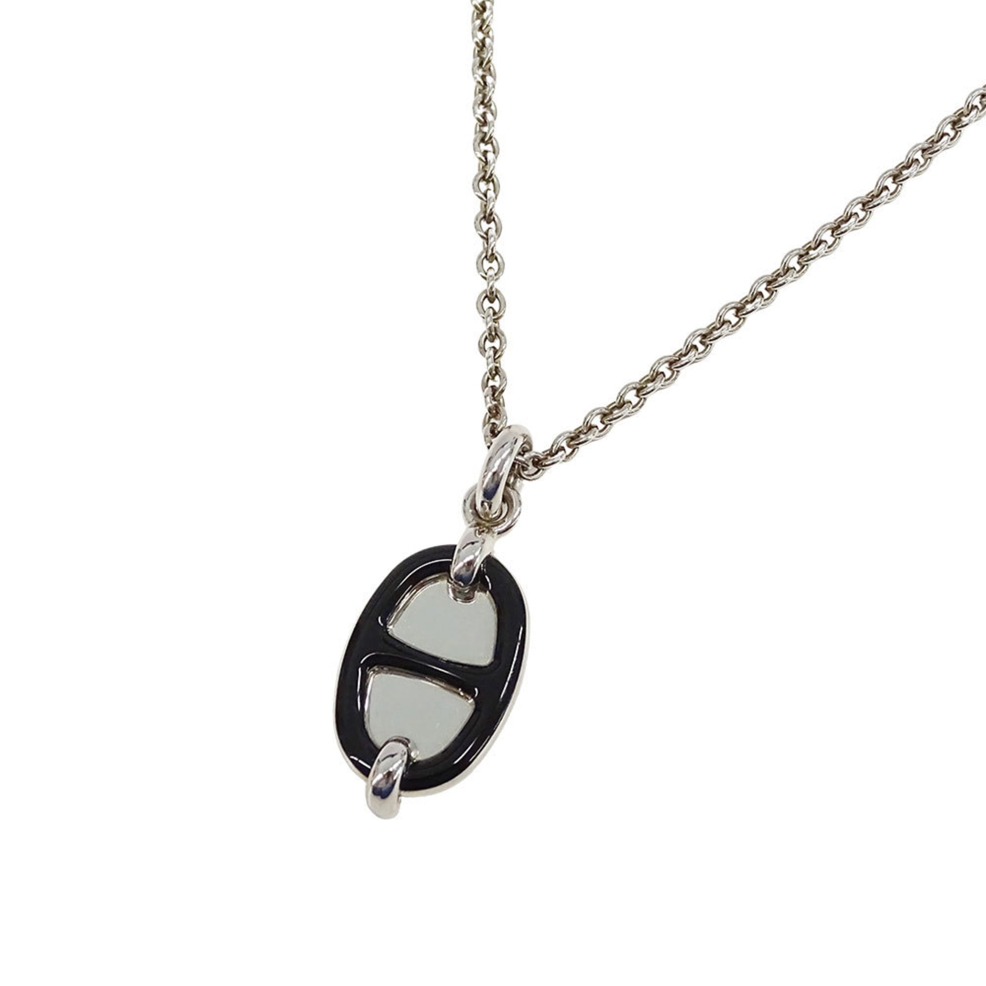 Mini Maillon Pendant Necklace Metal Black and Silver