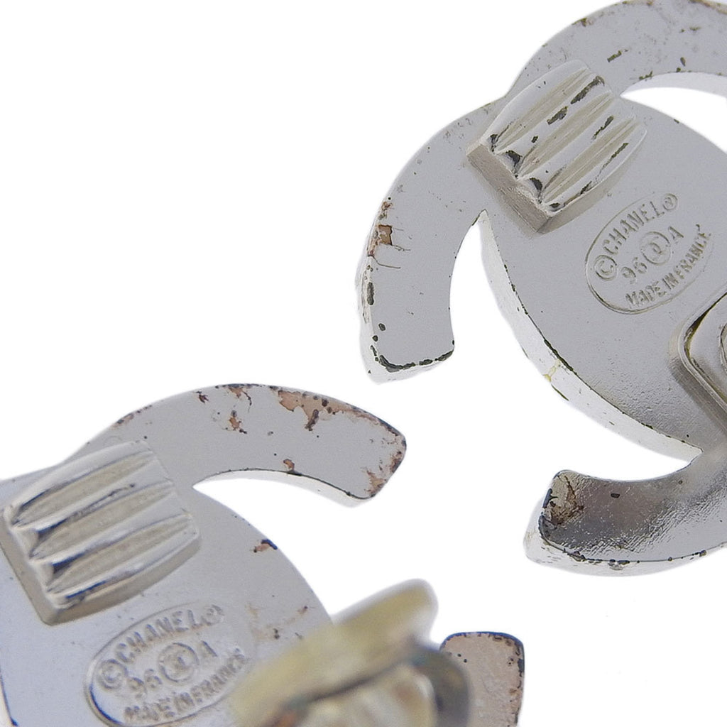 CC Logo Turnlock Clip-On Earrings Silver-Tone Metal Silver-Tone Metal