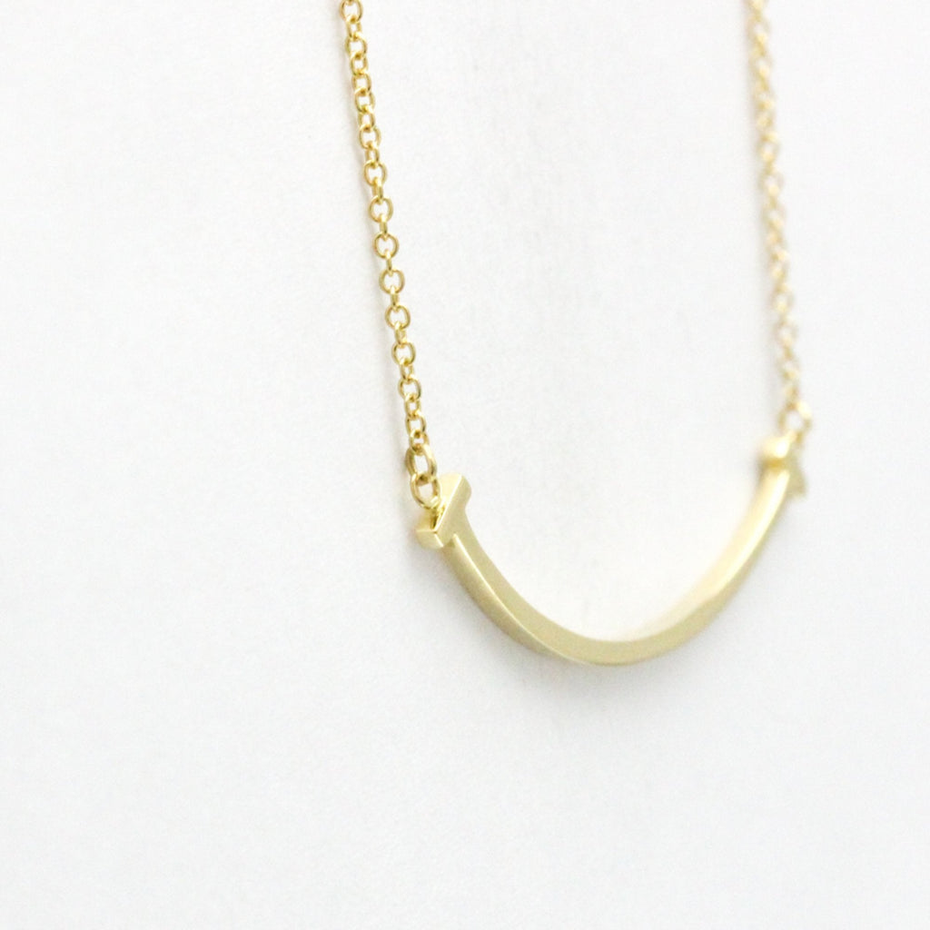 T Smile Pendant Necklace 18K Yellow Gold