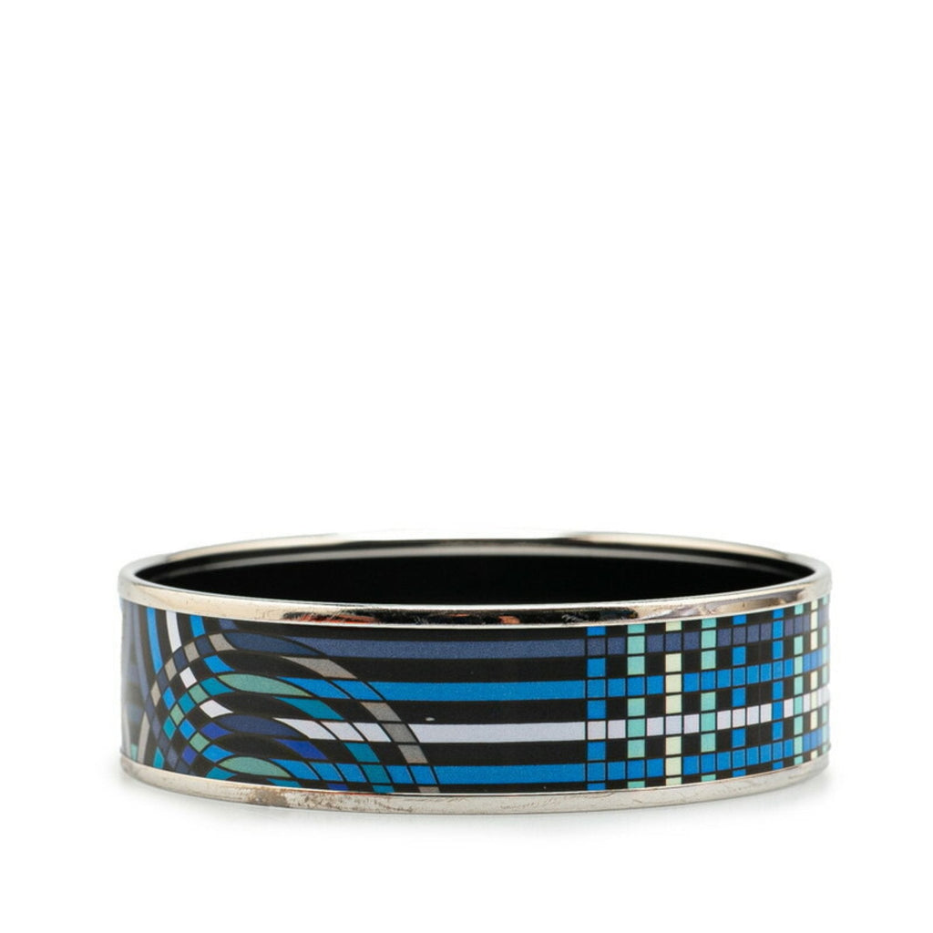Enamel Cloisonne Bracelet Metal Blue and Silver