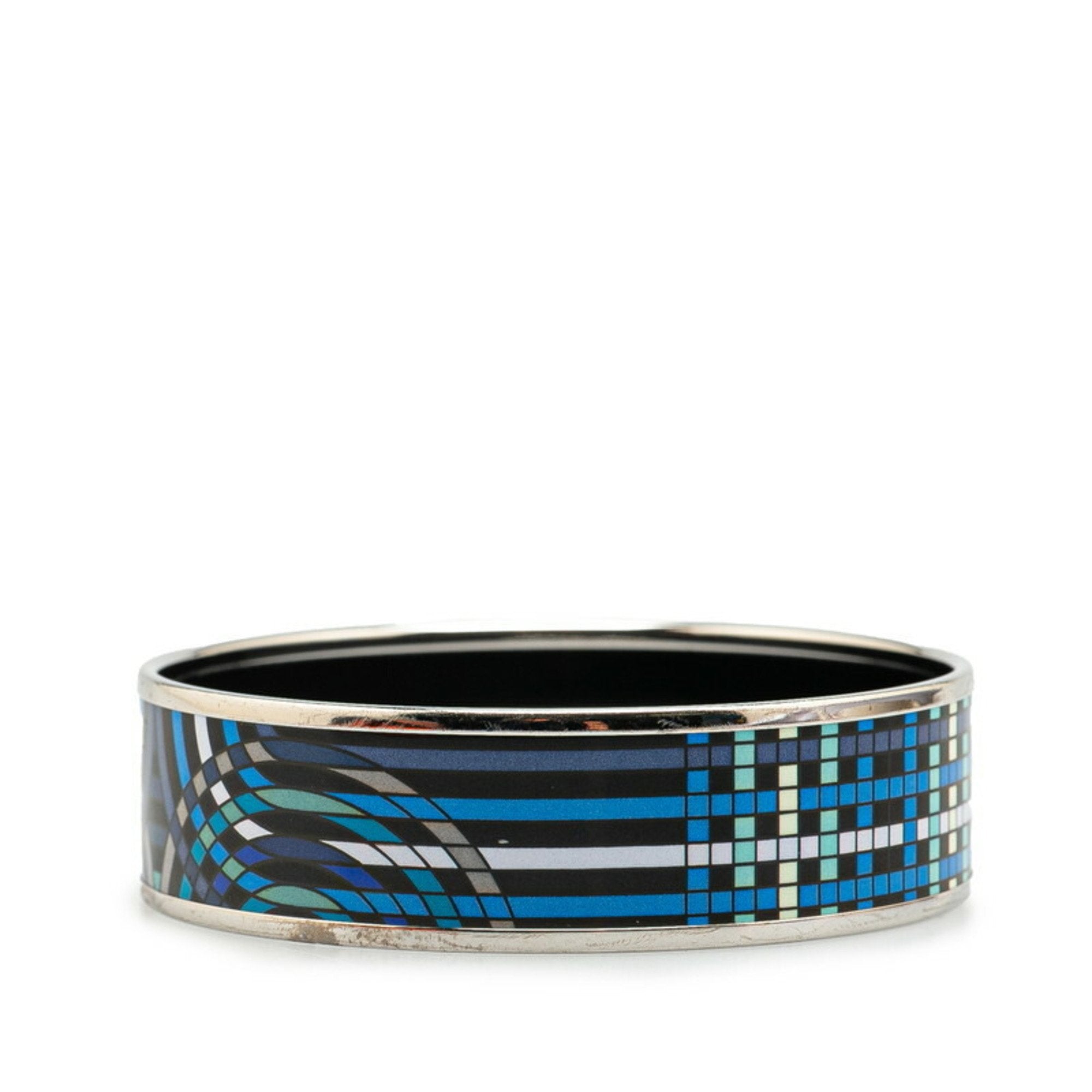 Enamel Cloisonne Bracelet Metal Blue and Silver