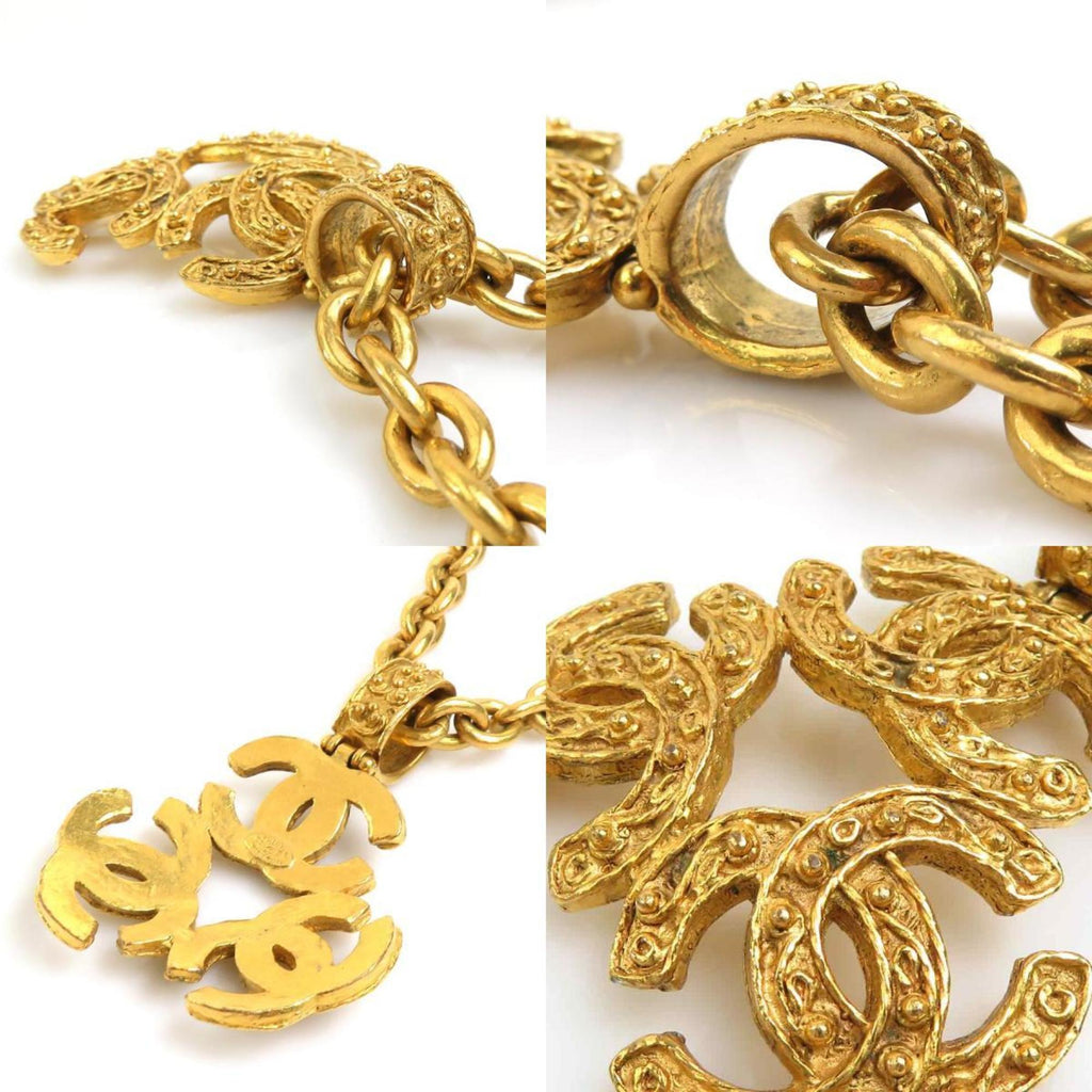 CC Logo Pendant Necklace Gold-Tone Metal