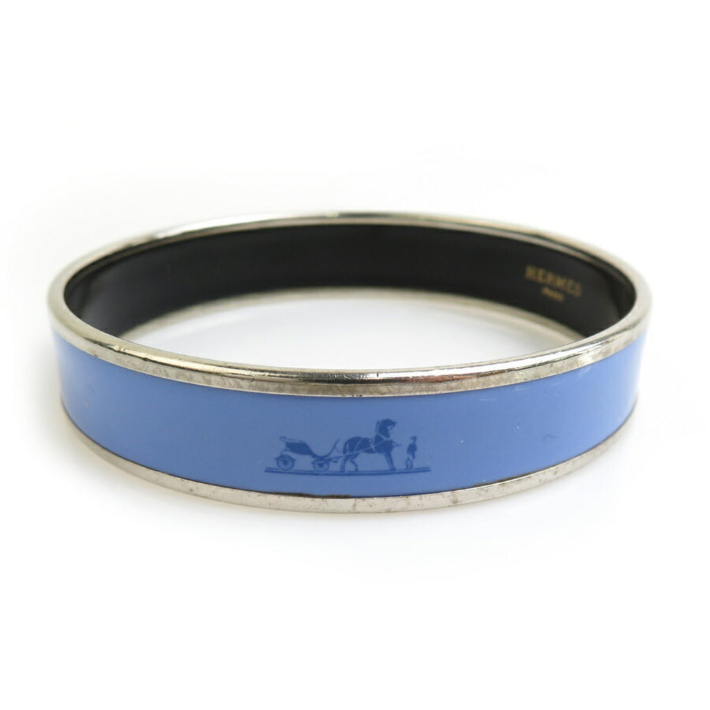 Bangle Enamel and Metal Blue and Silver Bracelet