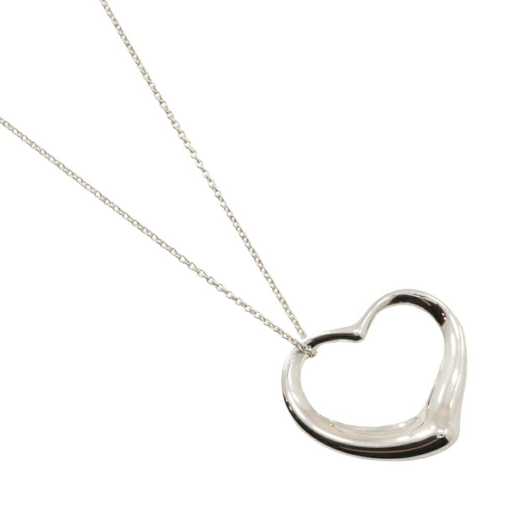 Open Heart Pendant Necklace Sterling Silver 34mm