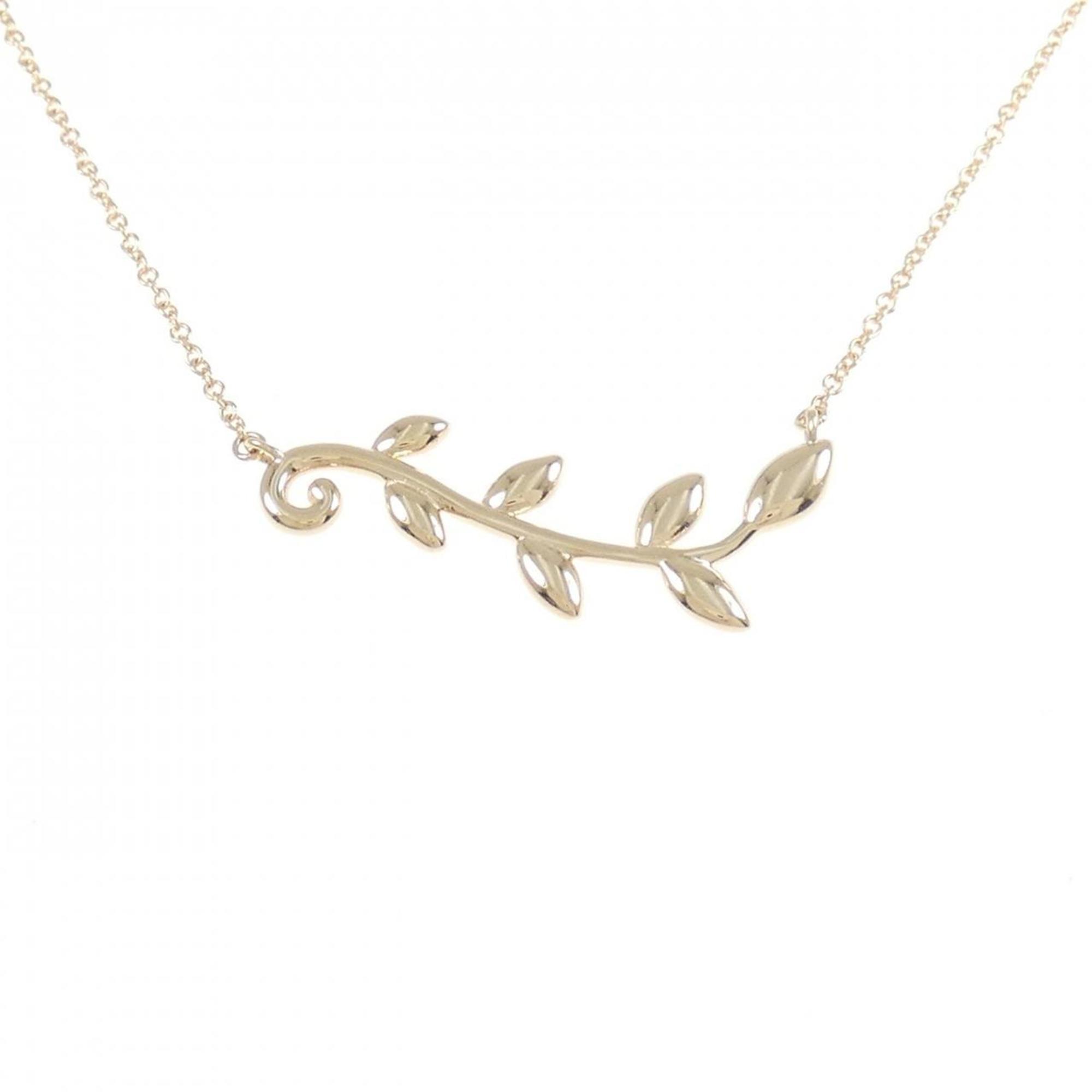 Olive Leaf Vine Pendant Necklace 18K Rose Gold