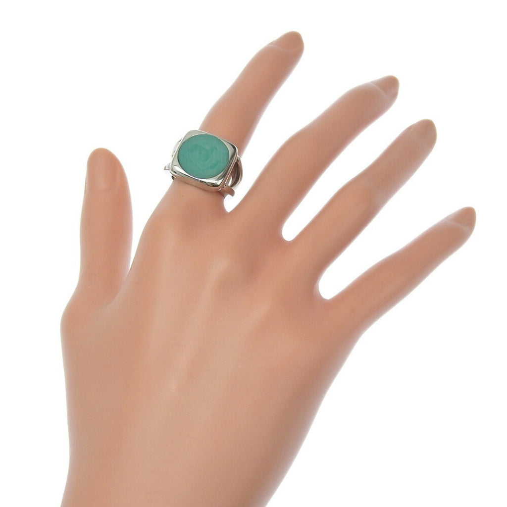 Corozo Ring Metal Green and Silver