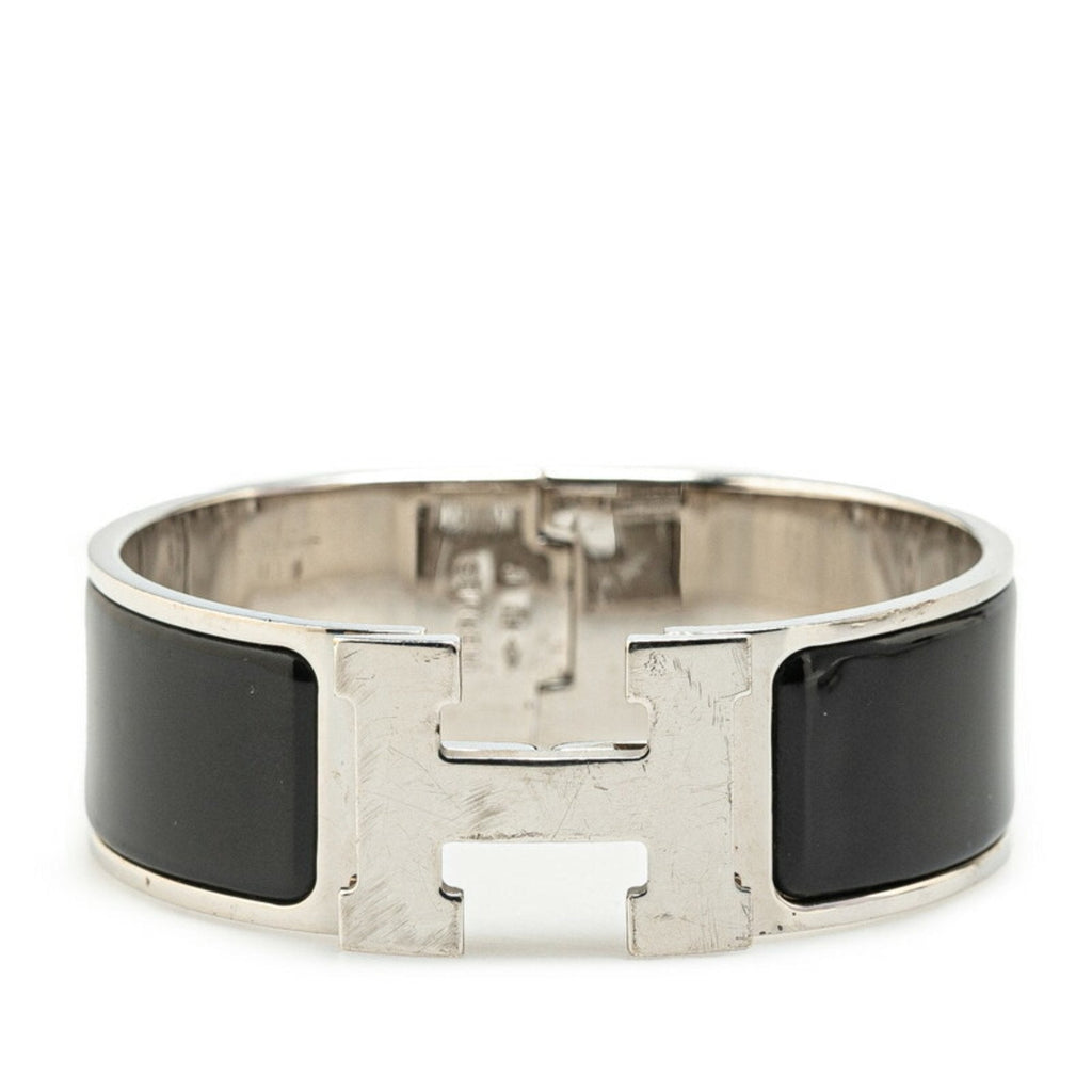 Click-Clack H GM Bangle Metal Black and Silver Bracelet