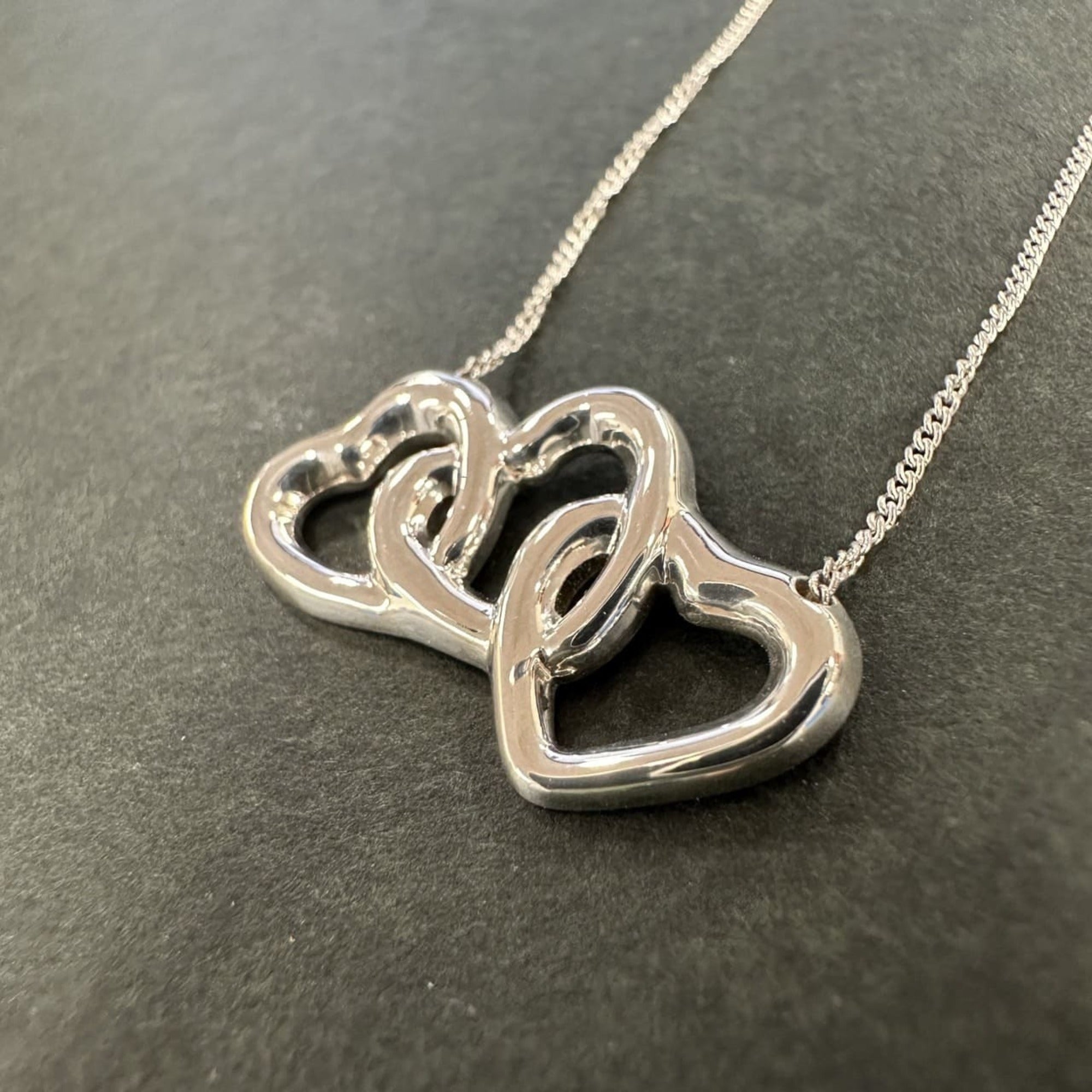 Triple Heart Pendant Necklace Sterling Silver