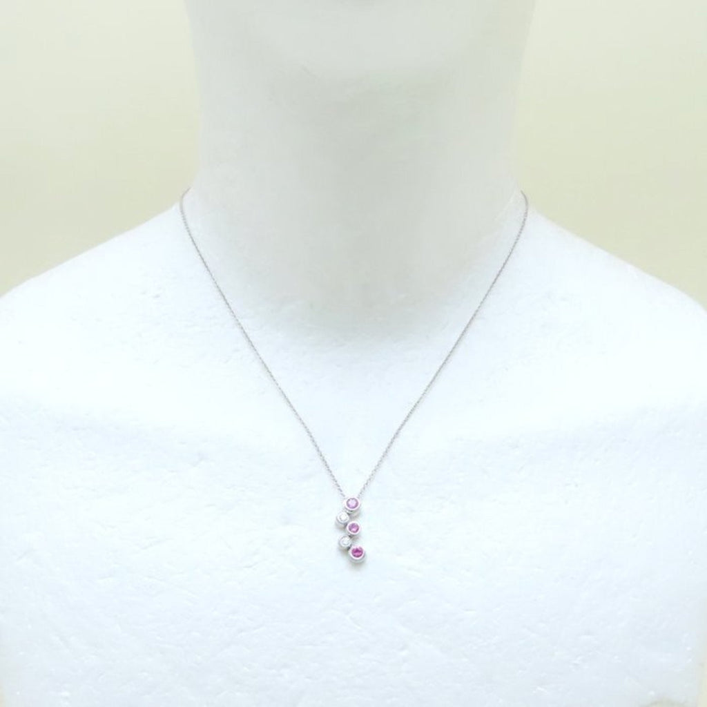 Bubble Pendant Necklace Platinum with Pink Sapphire and Diamond