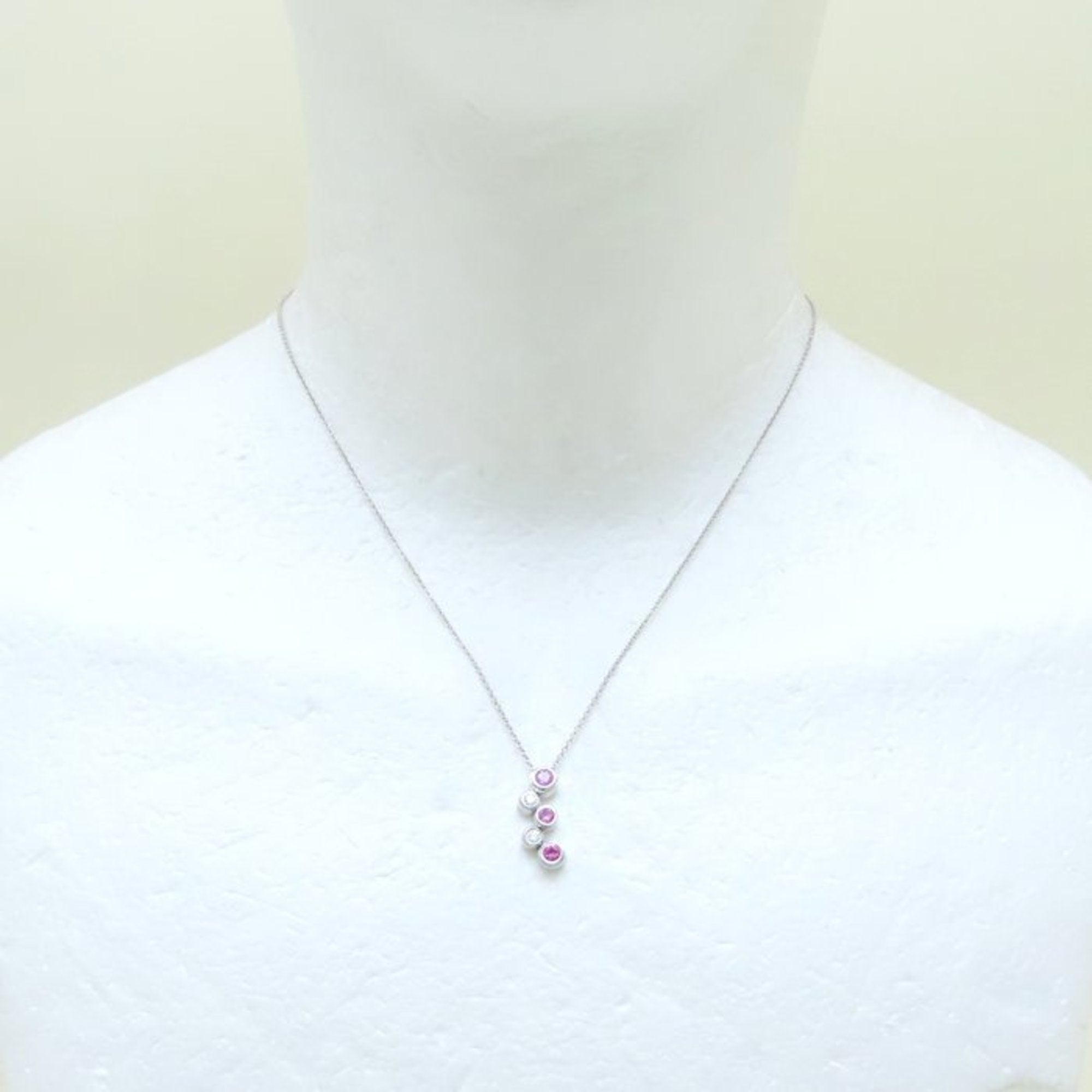 Bubble Pendant Necklace Platinum with Pink Sapphire and Diamond