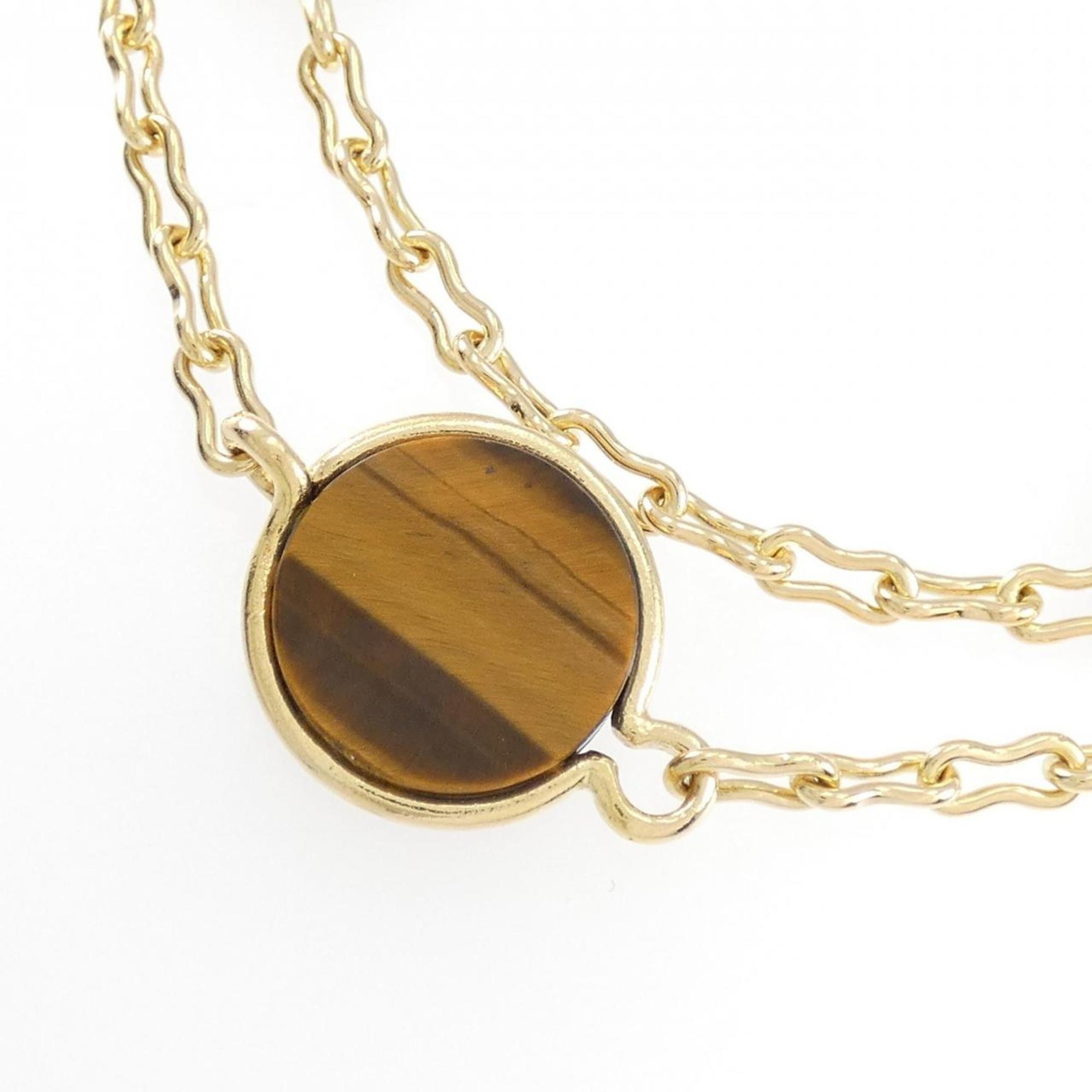 Pendant Necklace 18K Yellow Gold with Tiger Eye