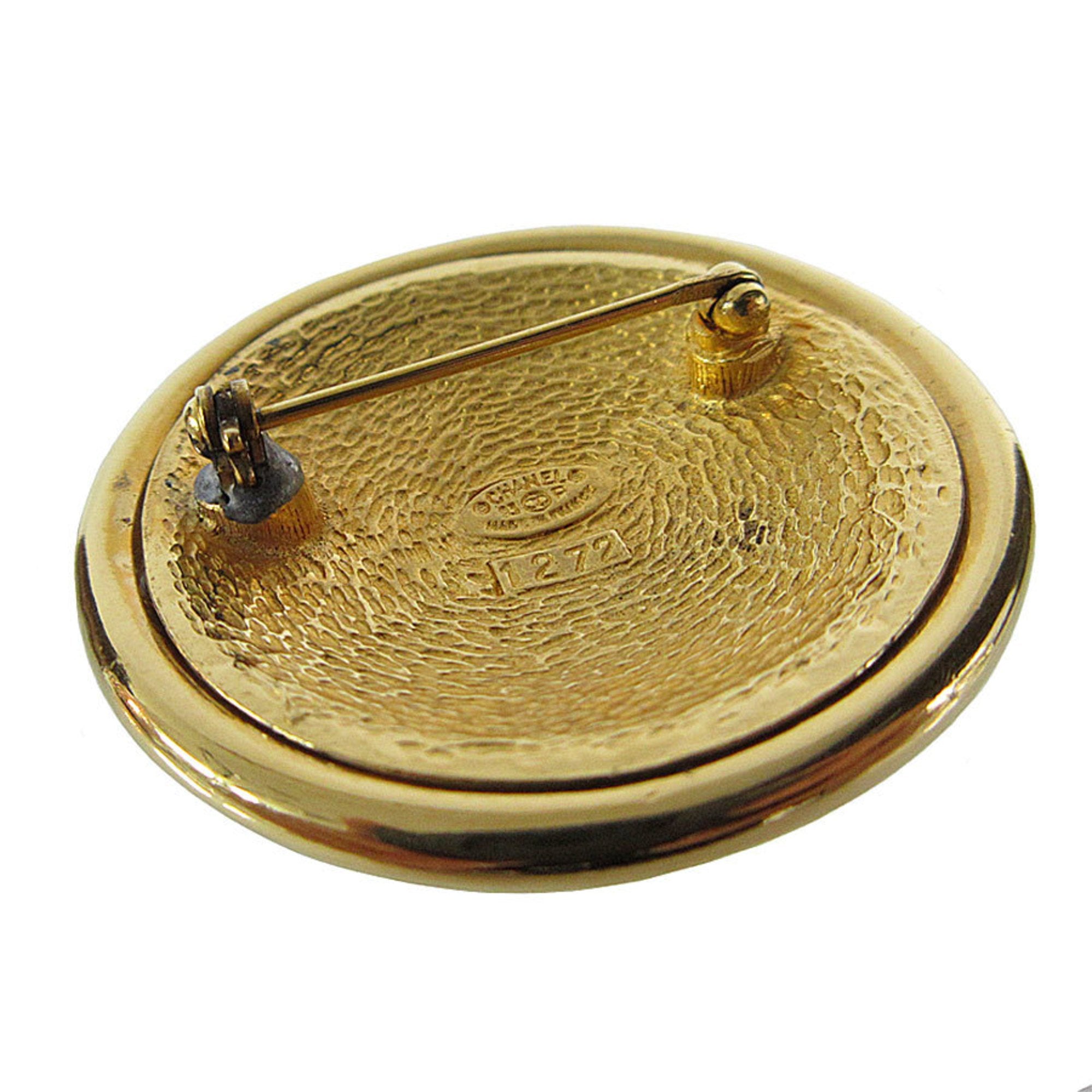 CC Logo Brooch Gold-Tone Metal