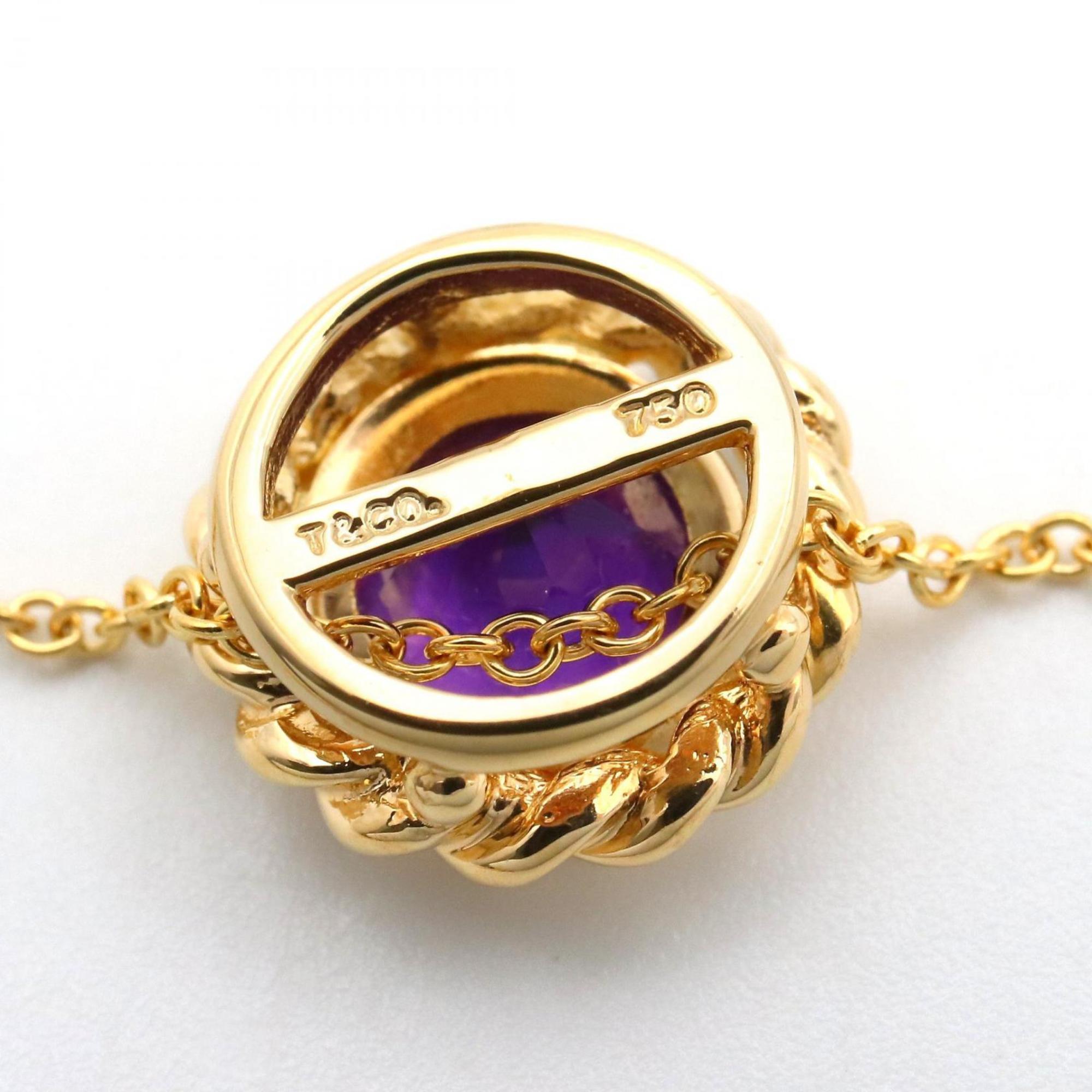 Pendant Necklace 18K Yellow Gold with Amethyst