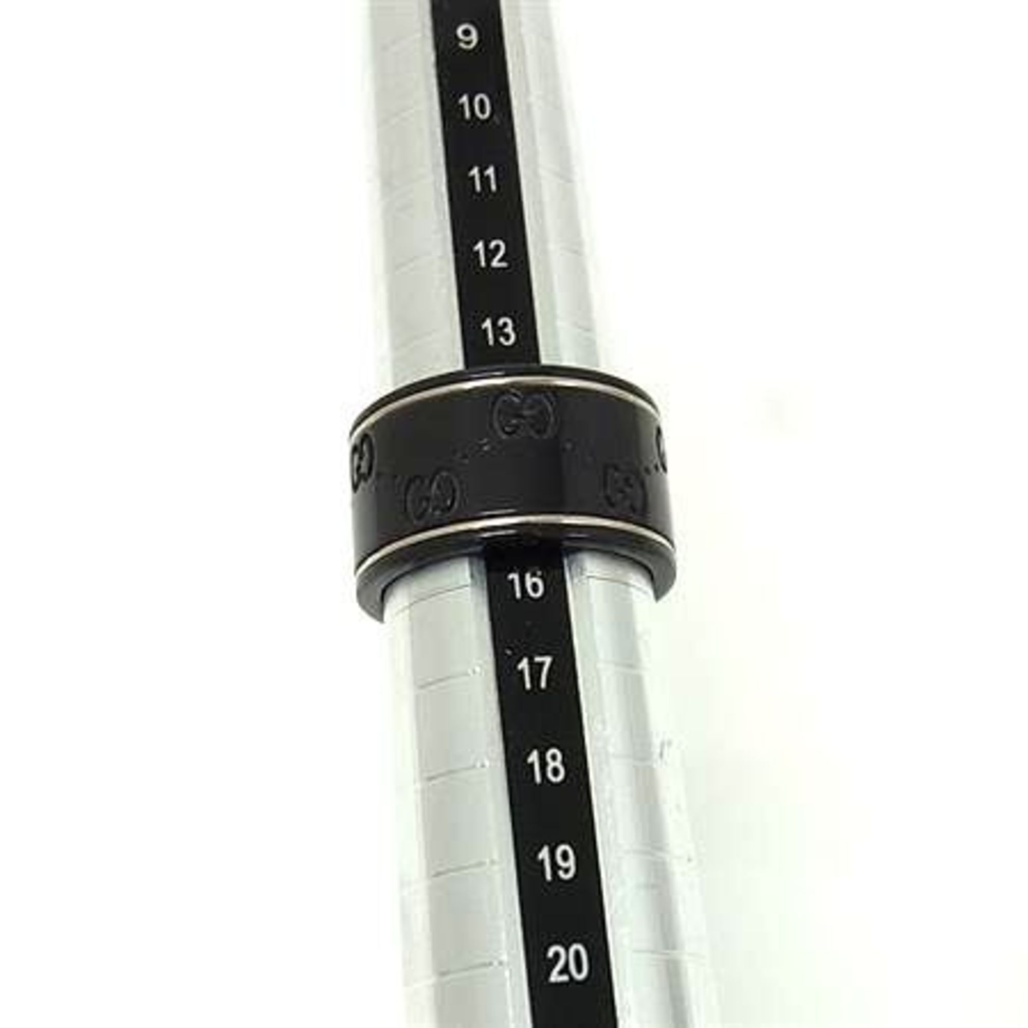 Ring 18K White Gold with Black Synthetic Corundum