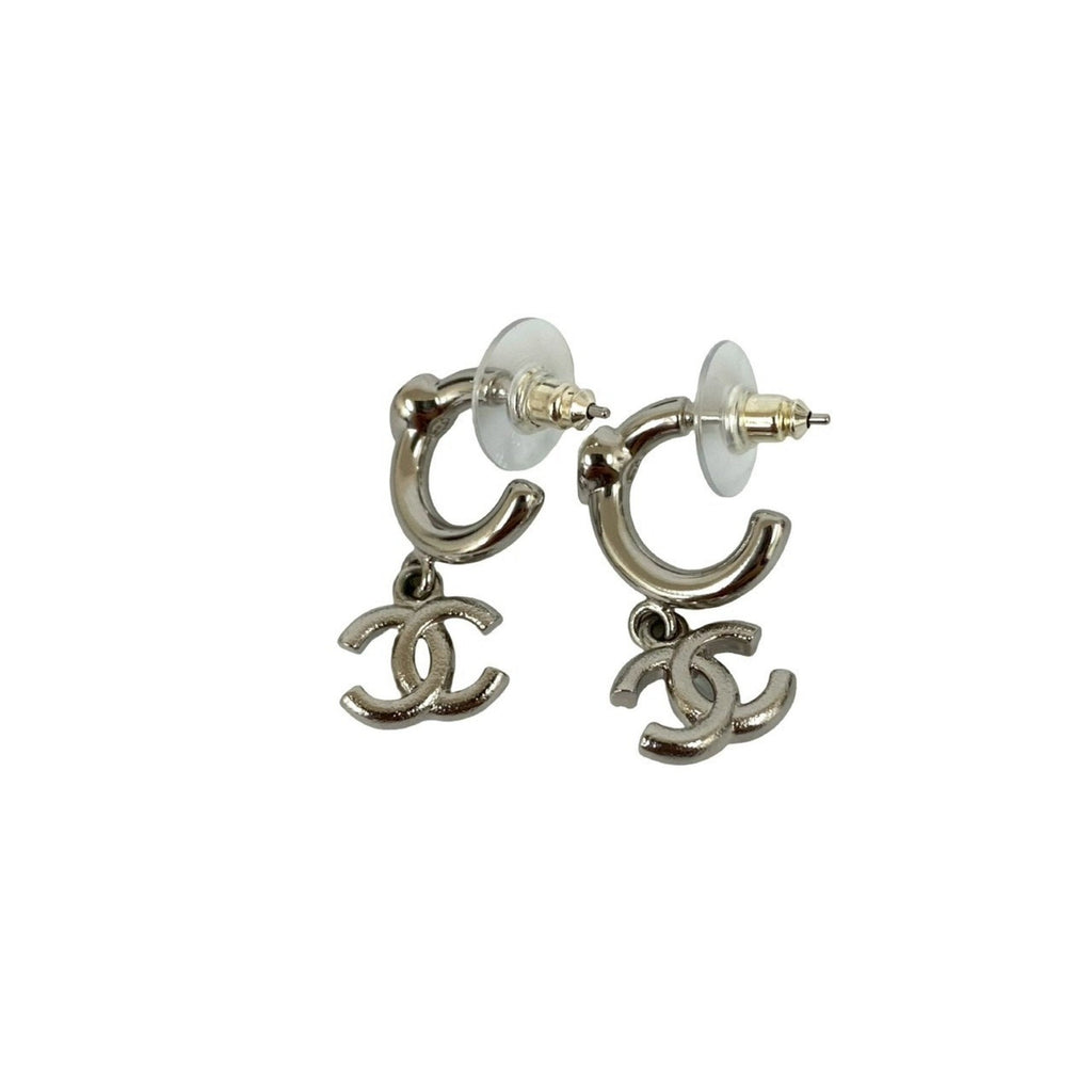 CC Logo Heart Earrings Silver-Tone Metal Silver-Tone Metal