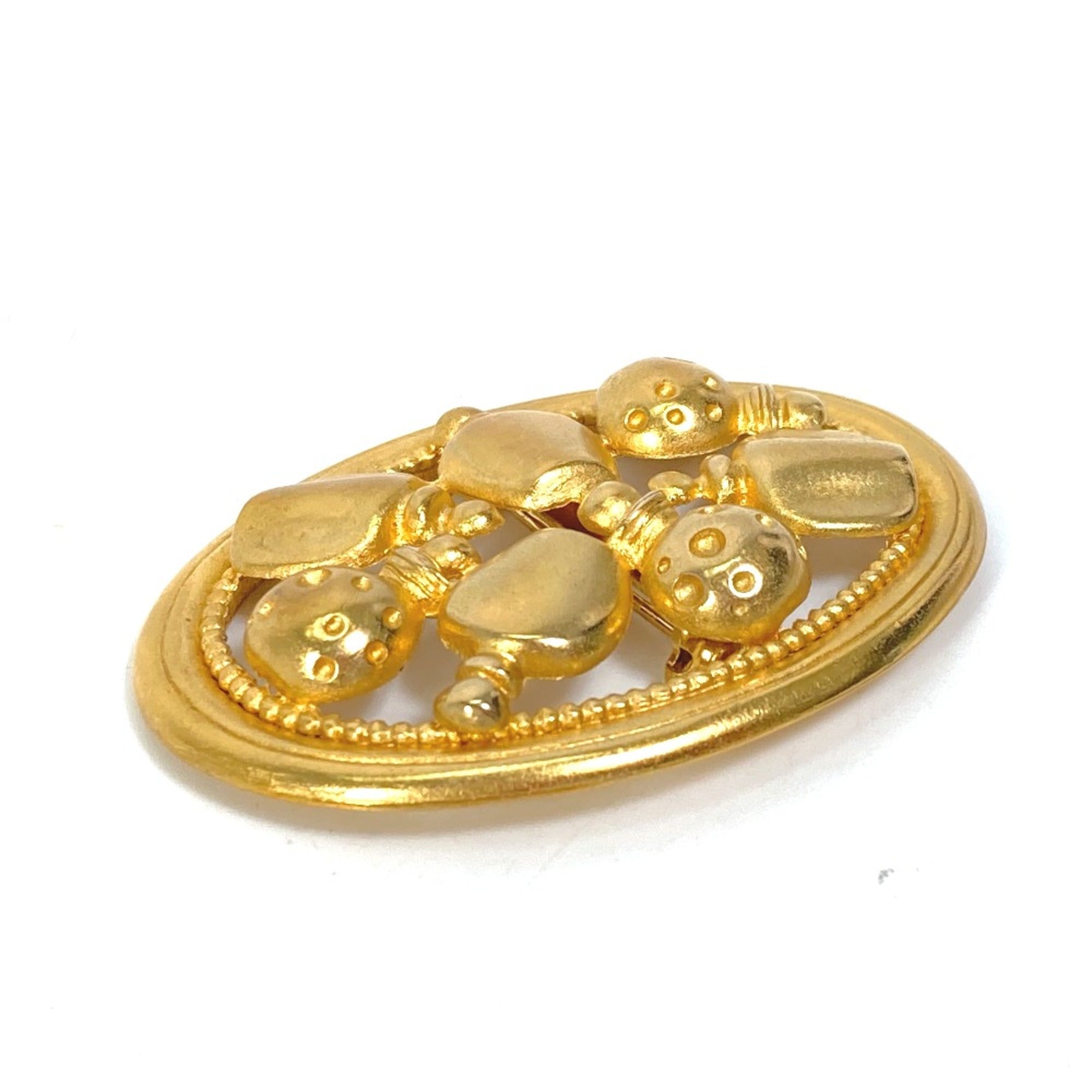 Vintage Circle Round Brooch Gold