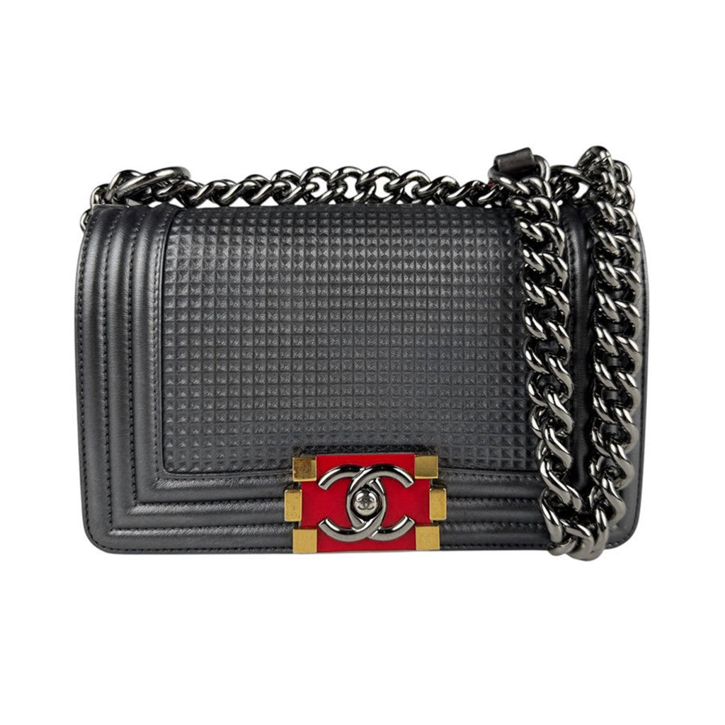 Boy Flap Bag Cube Embossed Lambskin Small