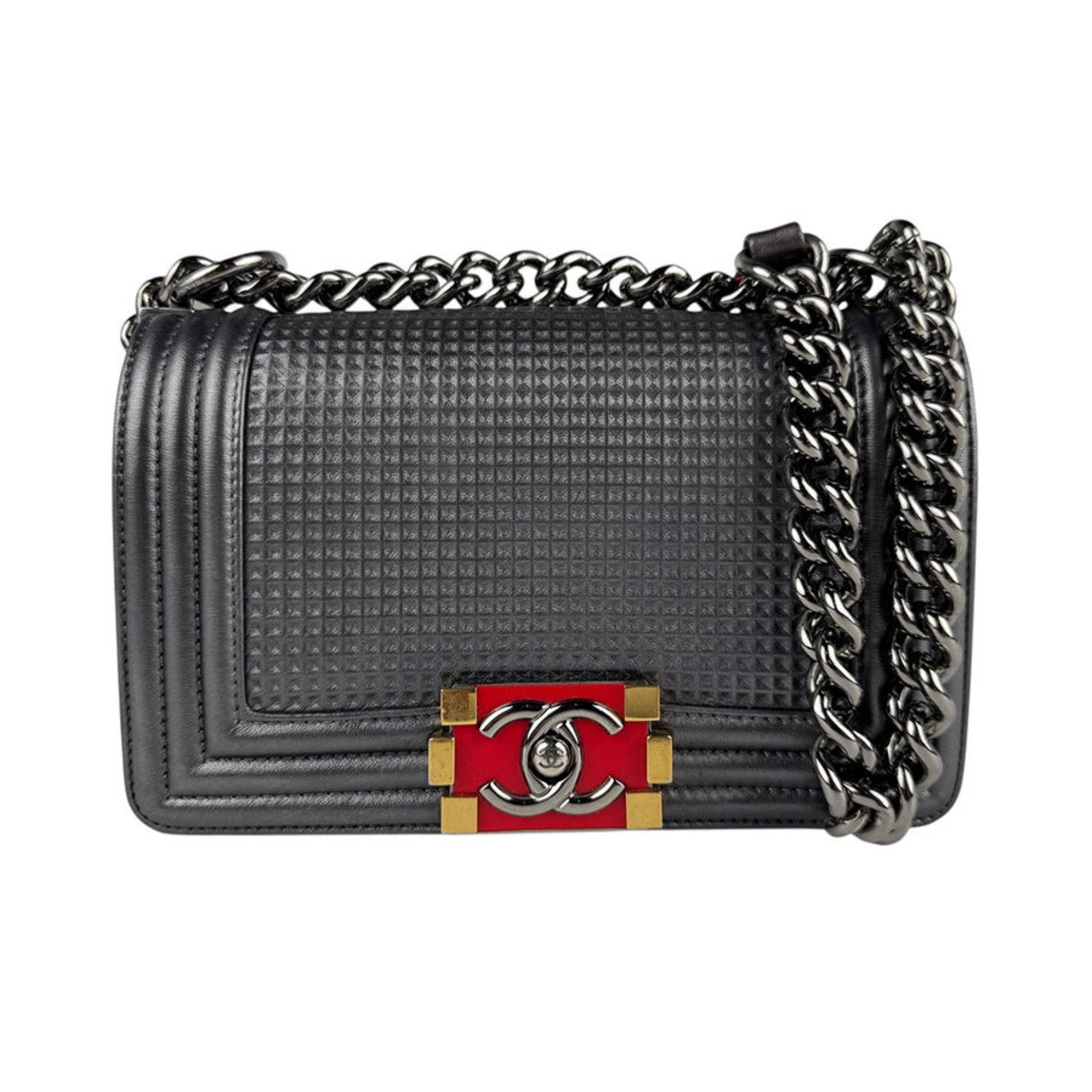 Boy Flap Bag Cube Embossed Lambskin Small