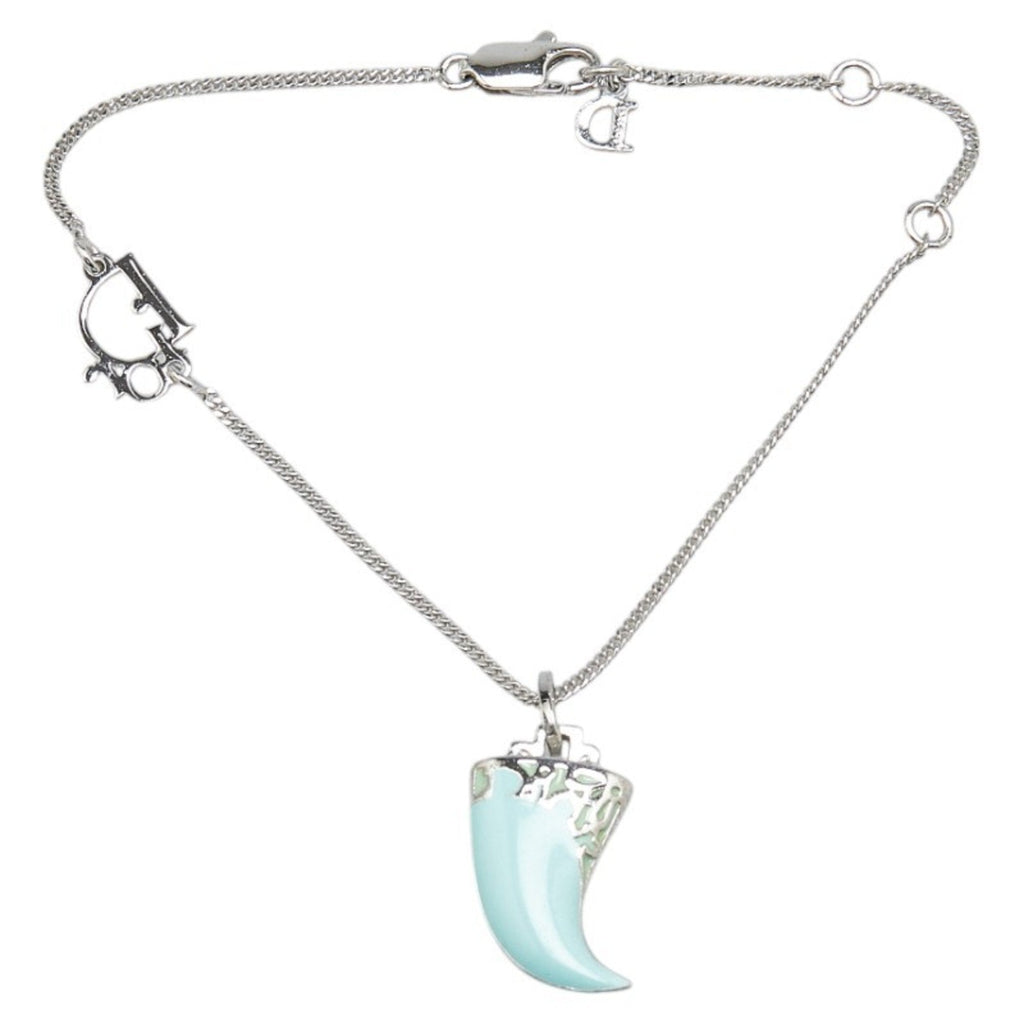 Charm Bracelet Metal Silver and Turquoise