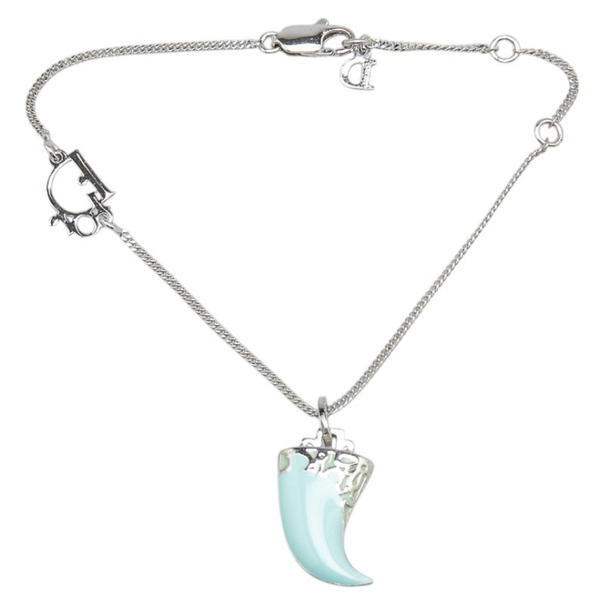 Charm Bracelet Metal Silver and Turquoise