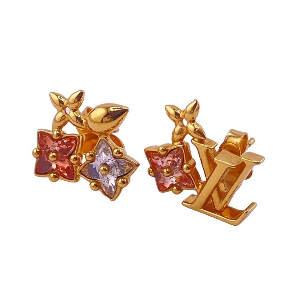 Earrings Gold and Rhinestone