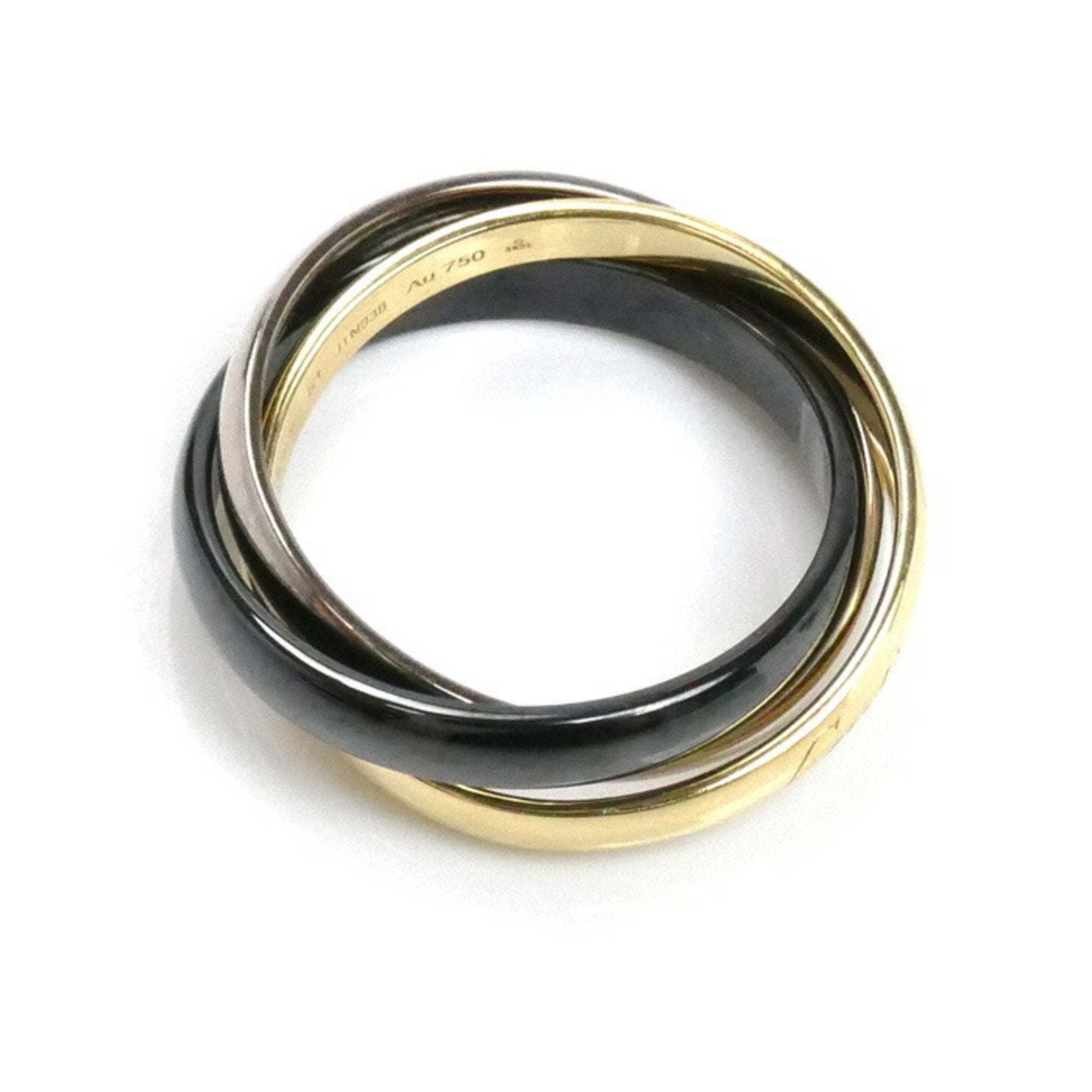 Trinity Ring 18K Yellow Gold and 18K White Gold and Ceramic