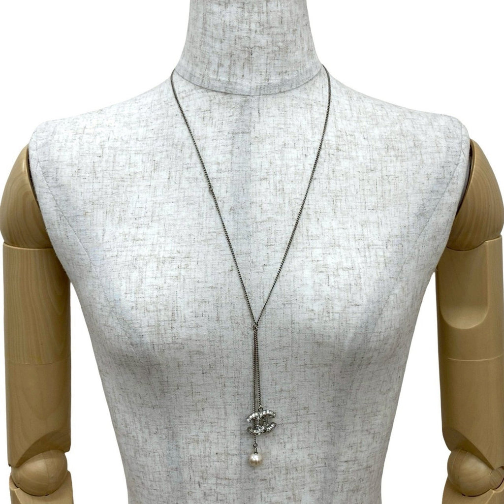 CC Logo Pendant Necklace Silver-Tone Metal