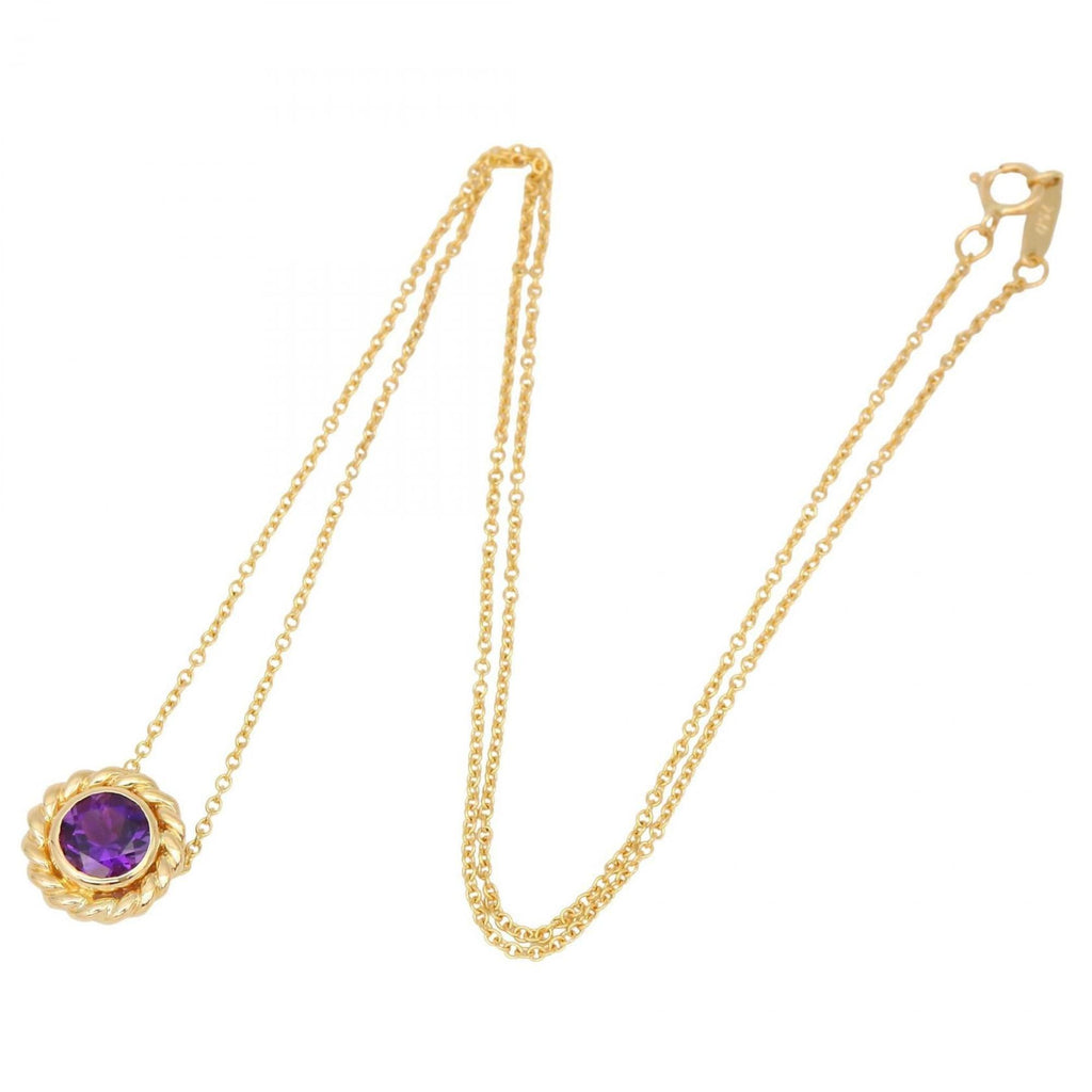 Pendant Necklace 18K Yellow Gold with Amethyst