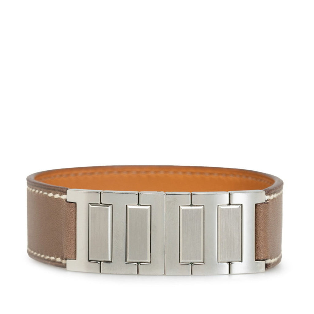 Bracelet Leather and Metal Brown