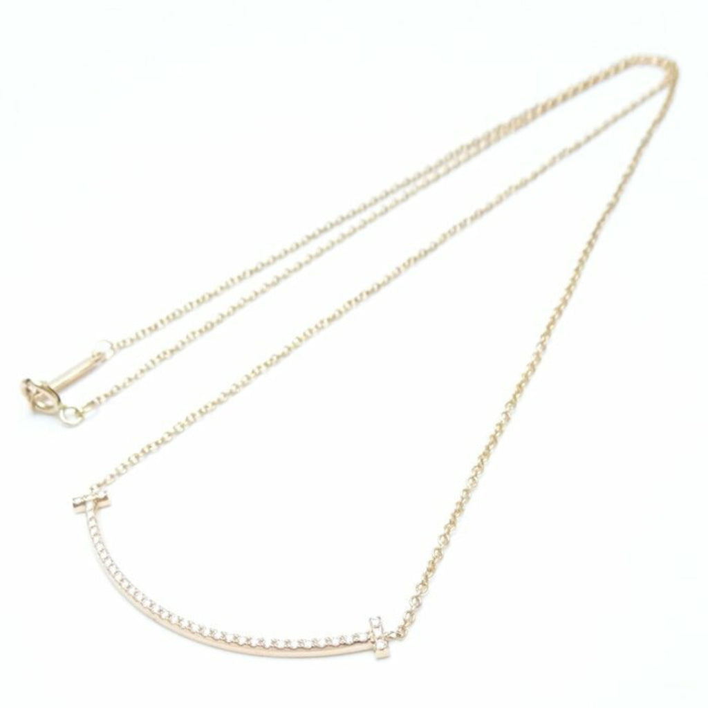 T Smile Pendant Necklace 18K Rose Gold with Diamonds