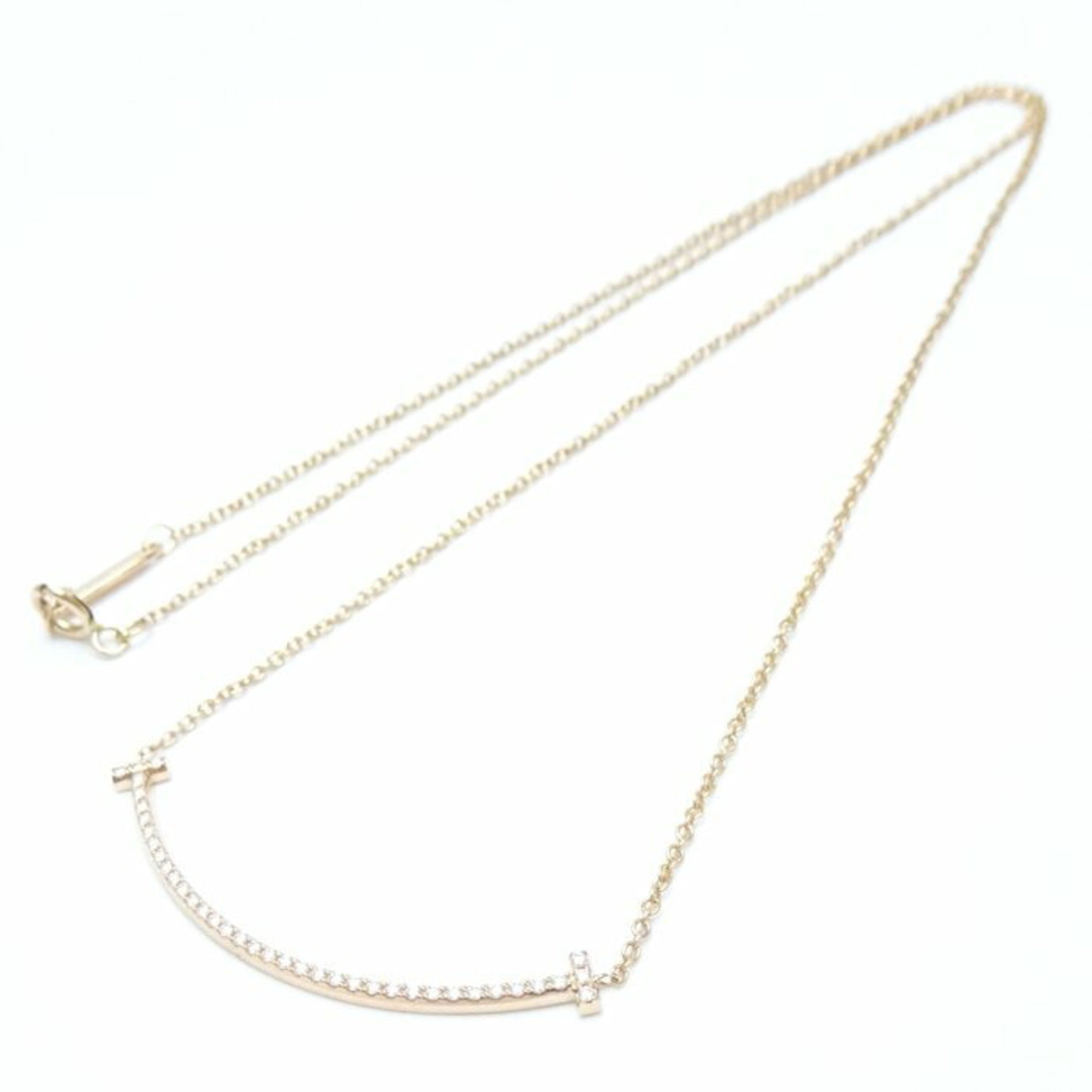 T Smile Pendant Necklace 18K Rose Gold with Diamonds