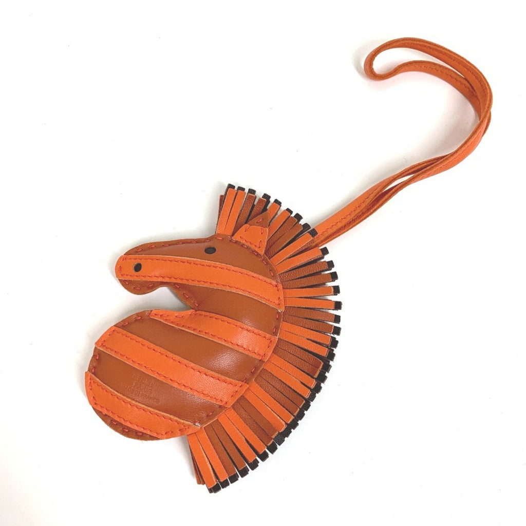 Bag Charm Agneau Milo and Leather Orange Handbag Charm