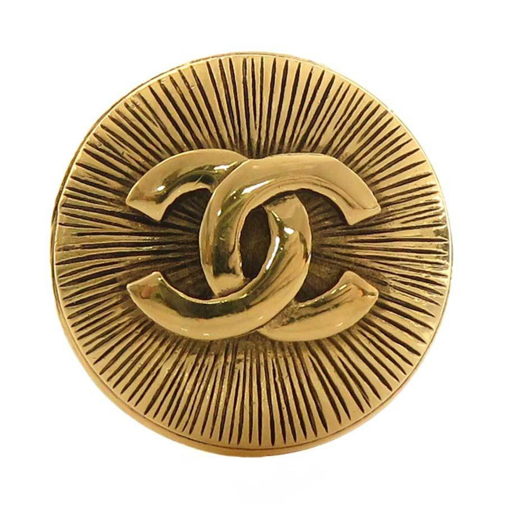 CC Logo Brooch Gold-Tone Metal