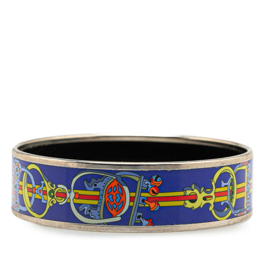 Enamel Cloisonné Bracelet Metal Blue Multi-Color Silver