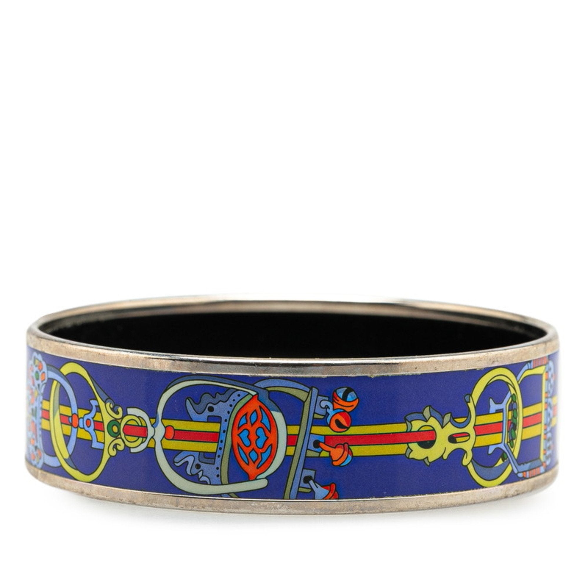 Enamel Cloisonné Bracelet Metal Blue Multi-Color Silver