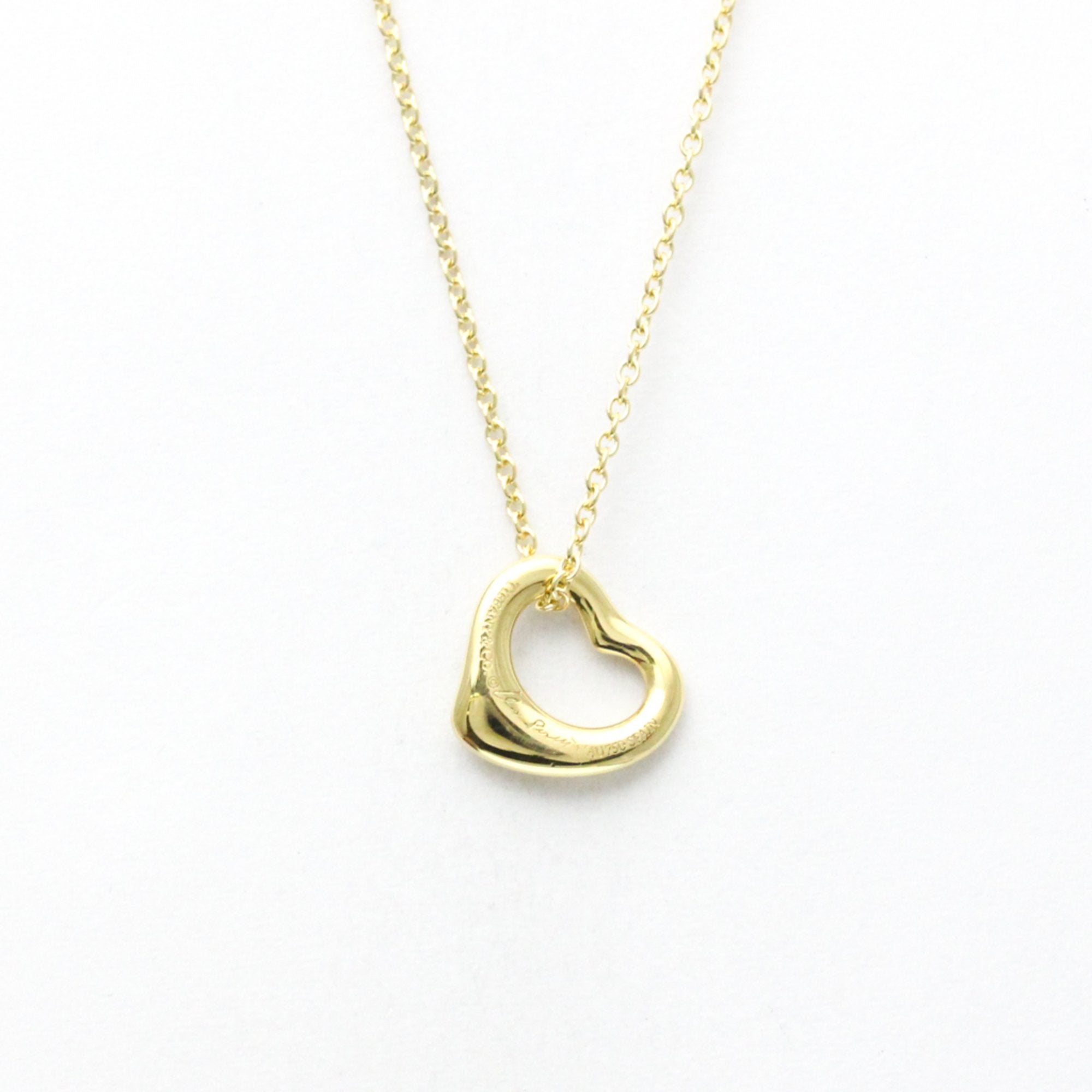 Open Heart Pendant Necklace 18K Yellow Gold 11mm