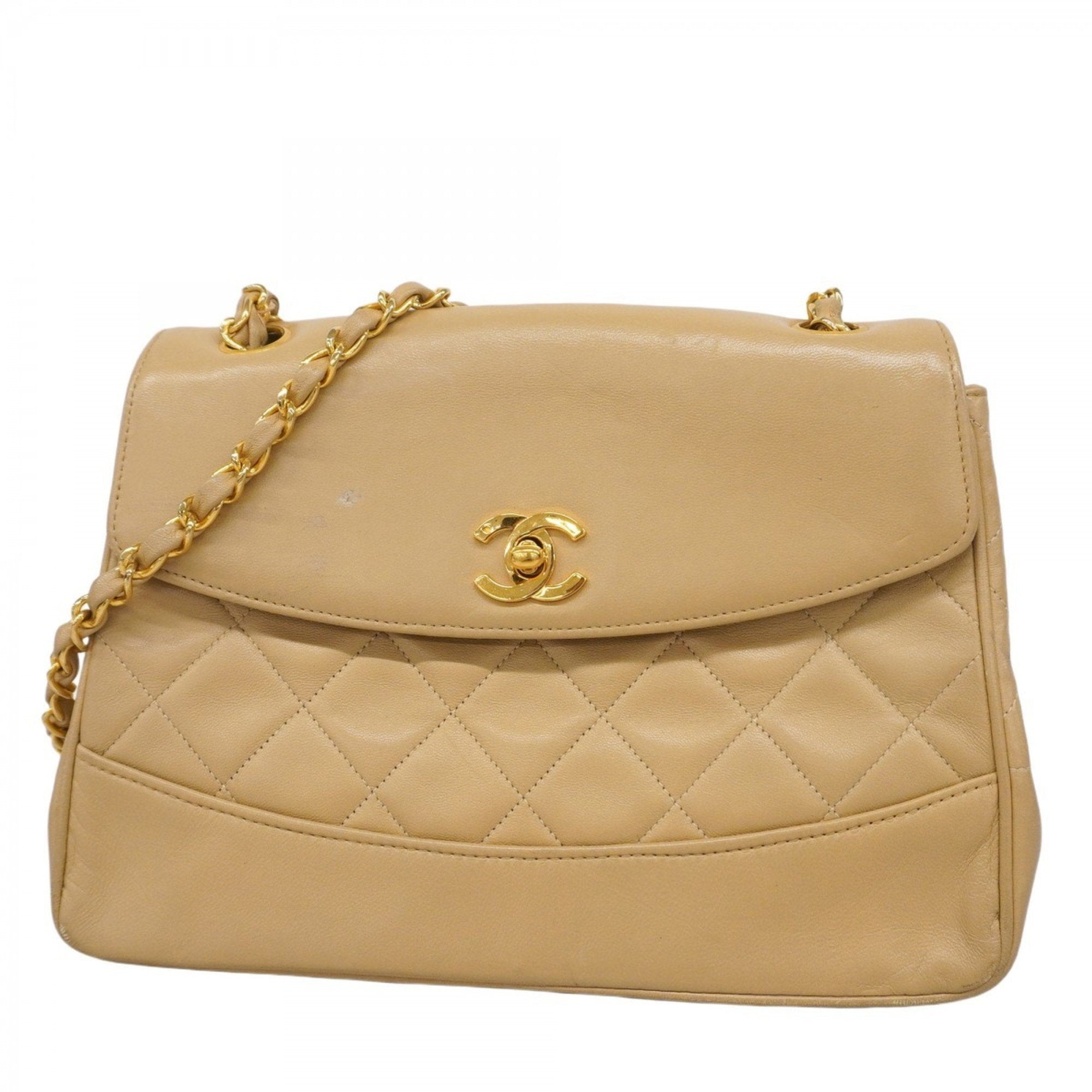 Vintage CC Flap Shoulder Bag Quilted Lambskin Small